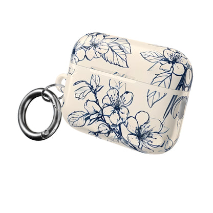 Blossom Sketch AirPod Case - Elegant Floral Earbud Cover for Gen 1, 2, 3, Pro Gen 1 & 2 - Chic Blue Botanical Gift for Her