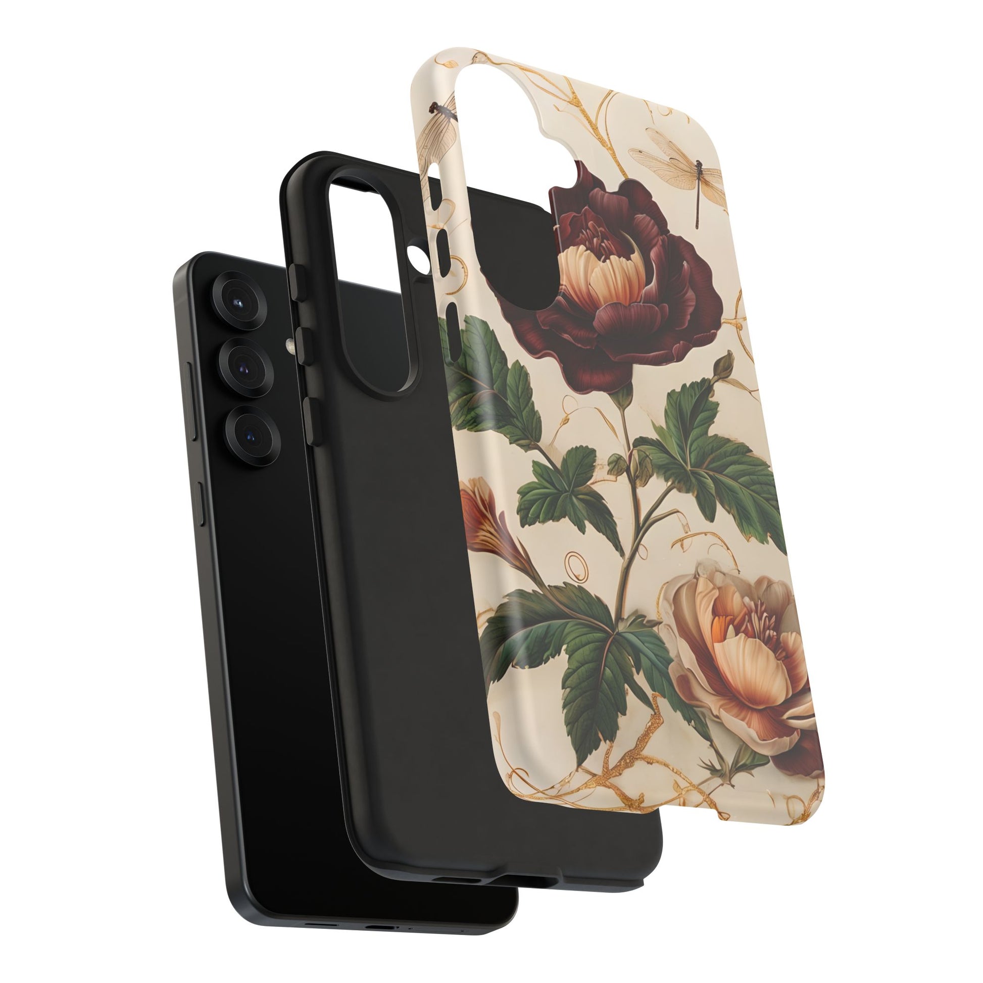 Vintage Burgundy Rose - Elegant Floral Samsung S25 Plus Phone Case - Classic Painterly Rose Design