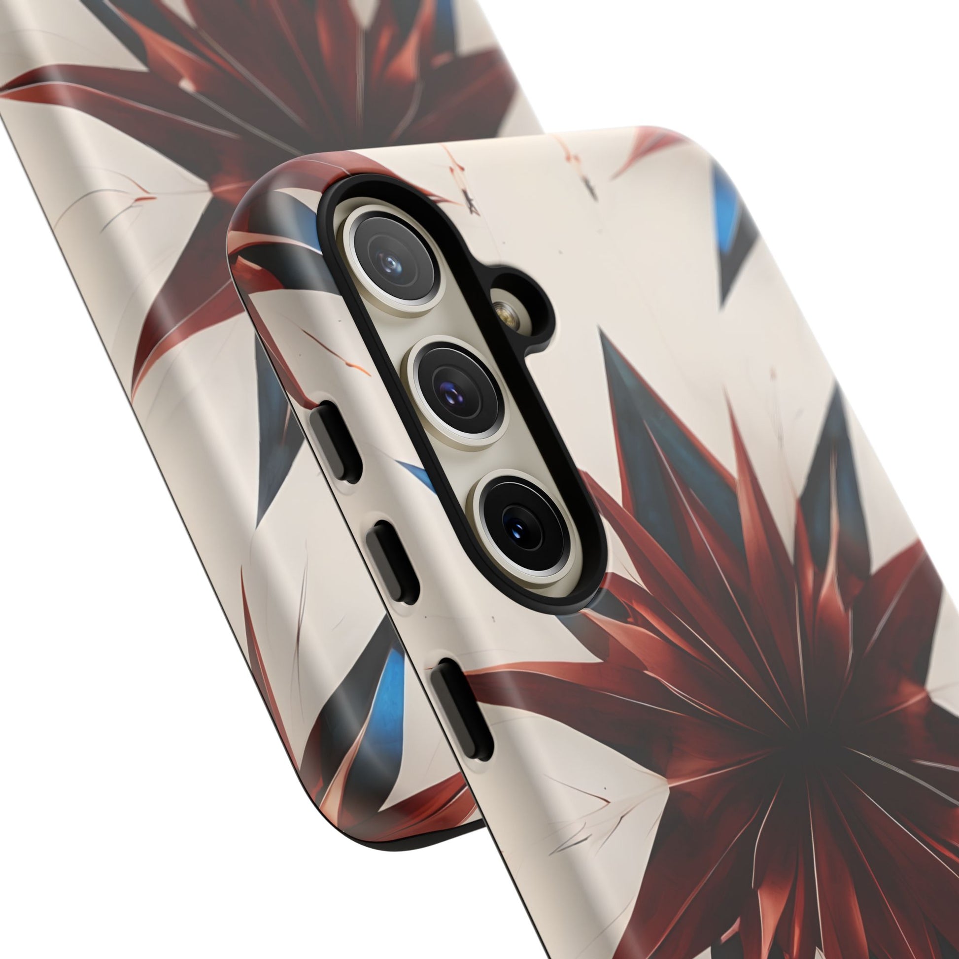 Garnet Starburst - Kaleidoscope Collection Gemstone Floral - Samsung Galaxy S24 Plus Tough Phone Case - Floral Burst Design