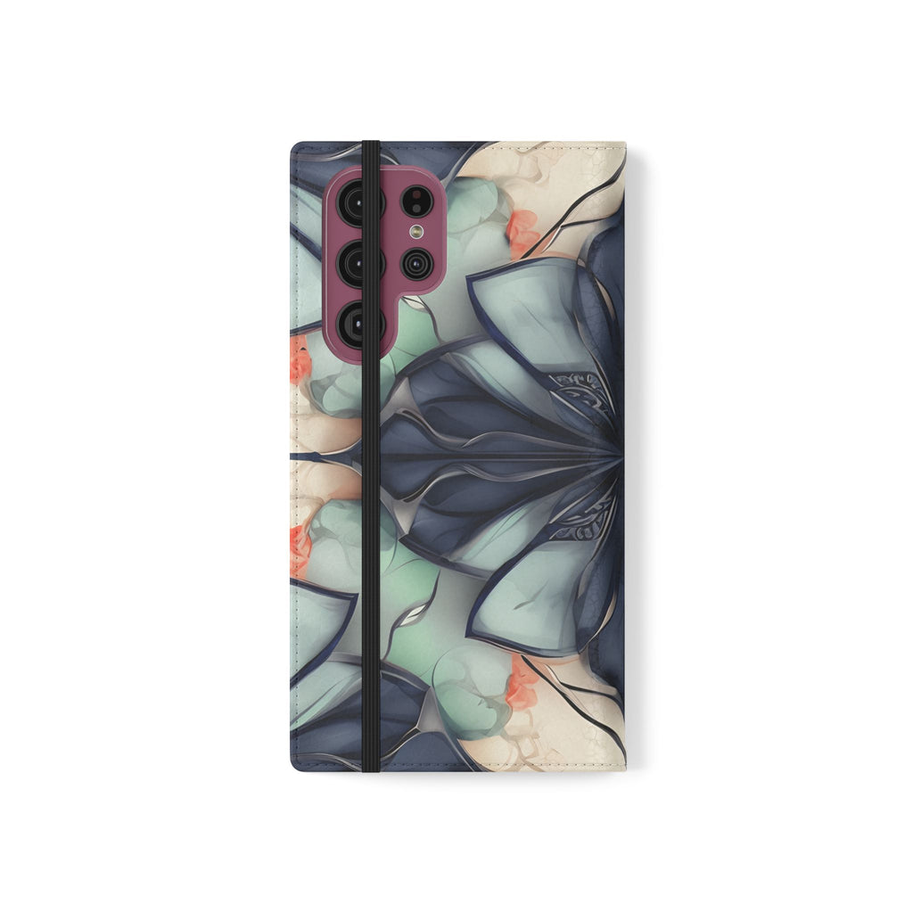 Midnight Mosaic - Abstract Floral Flip Phone Case for Samsung Galaxy S22 Ultra