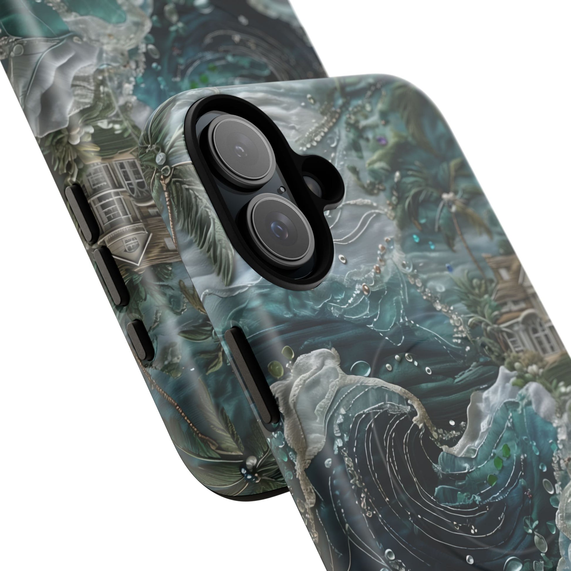 Tropical Midnight Wave - Artistic Ocean iPhone 16 Plus MagSafe Phone Case - Dramatic Blue Wave Design