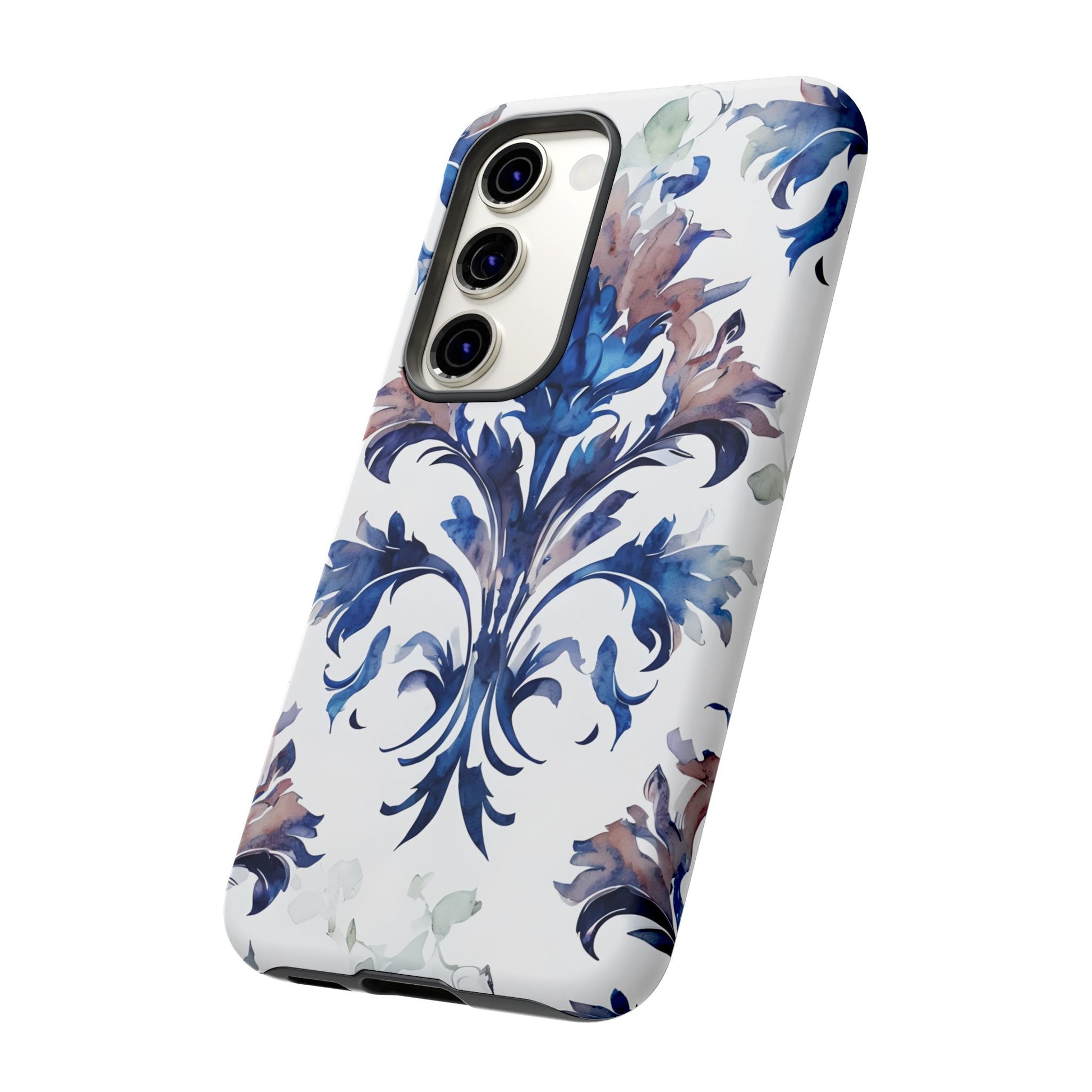 Delft Reverie - Elegant Blue & White Samsung S23 Tough Phone Case - Dutch Delftware-Inspired Floral Design