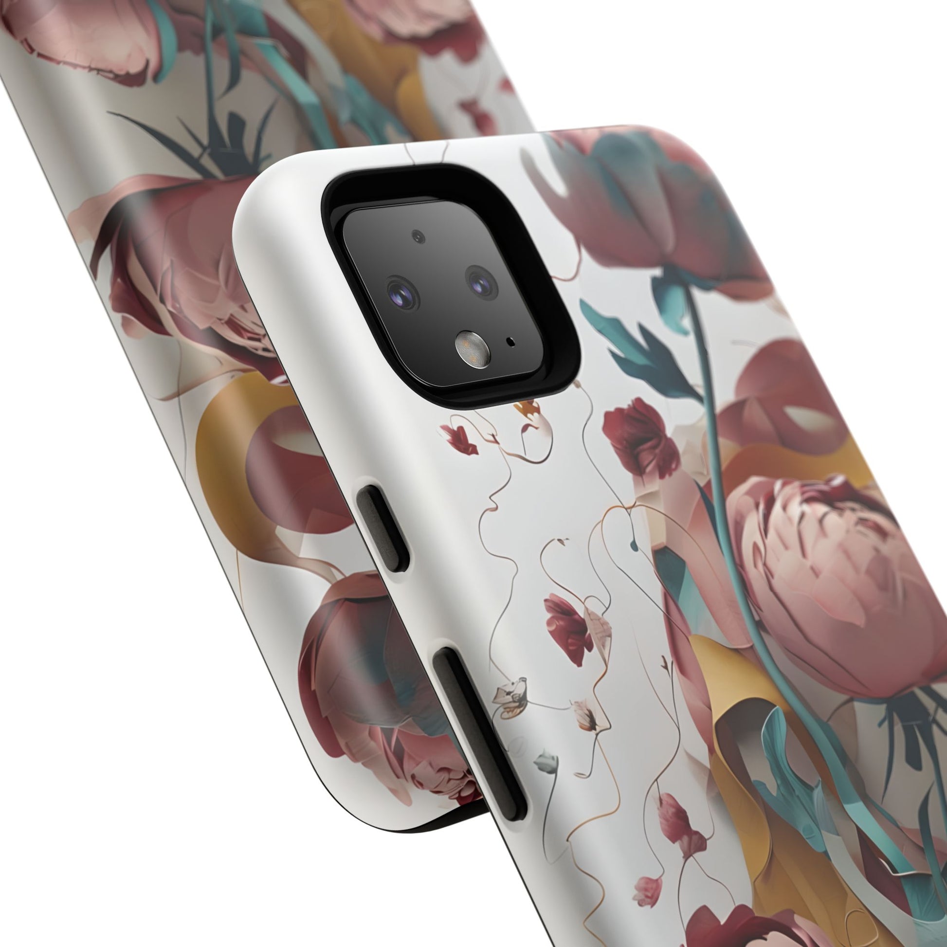 Blushing Peony Veil - Elegant Painterly Floral Google Pixel 4 XL Tough Phone Case - Soft Blush & Teal Peony Design