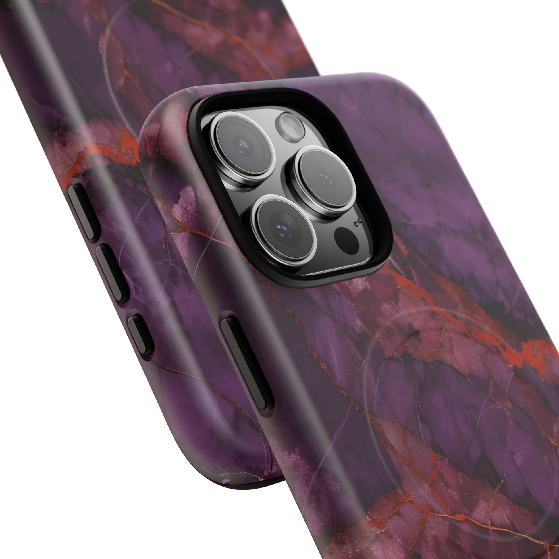 Amethyst Current - Kaleidoscope Collection Artistic Floral Burst - iPhone 16 Pro Max MagSafe Phone Case - Bold Purple Symmetrical Design