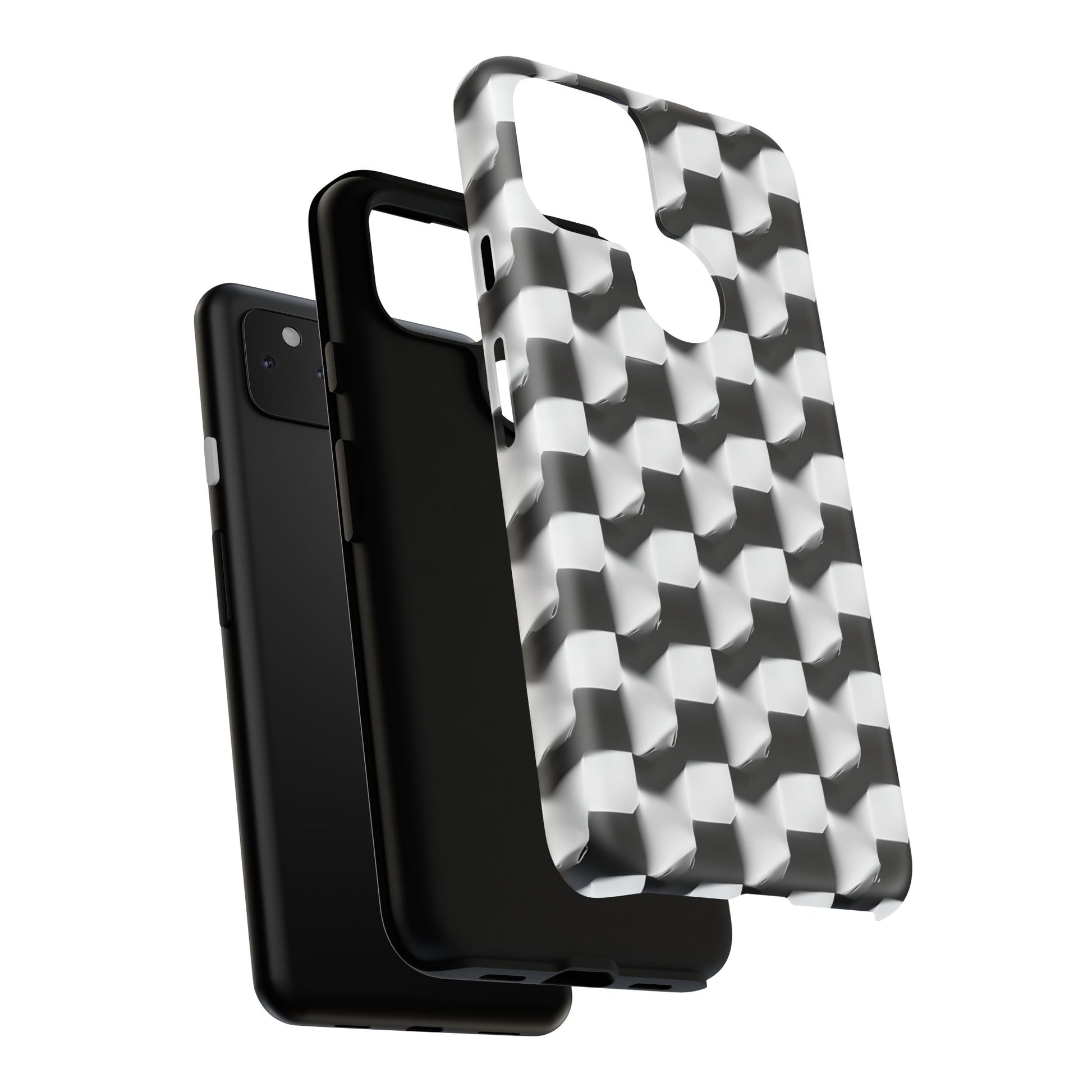 Monochrome Grid Tough Case for Google Pixel 4a 5G - Classic Checkerboard, Black & White, Minimalist Trend