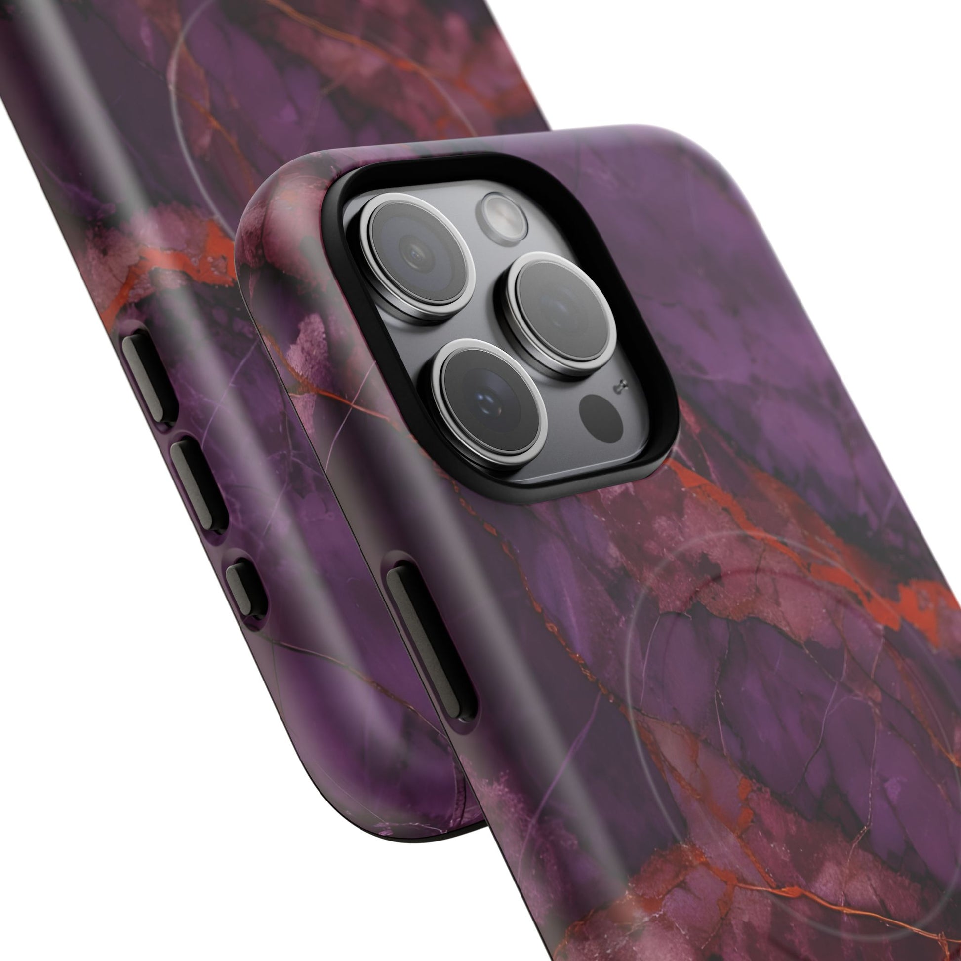Amethyst Current - Kaleidoscope Collection Artistic Floral Burst - iPhone 15 Pro Max MagSafe Phone Case - Bold Purple Symmetrical Design