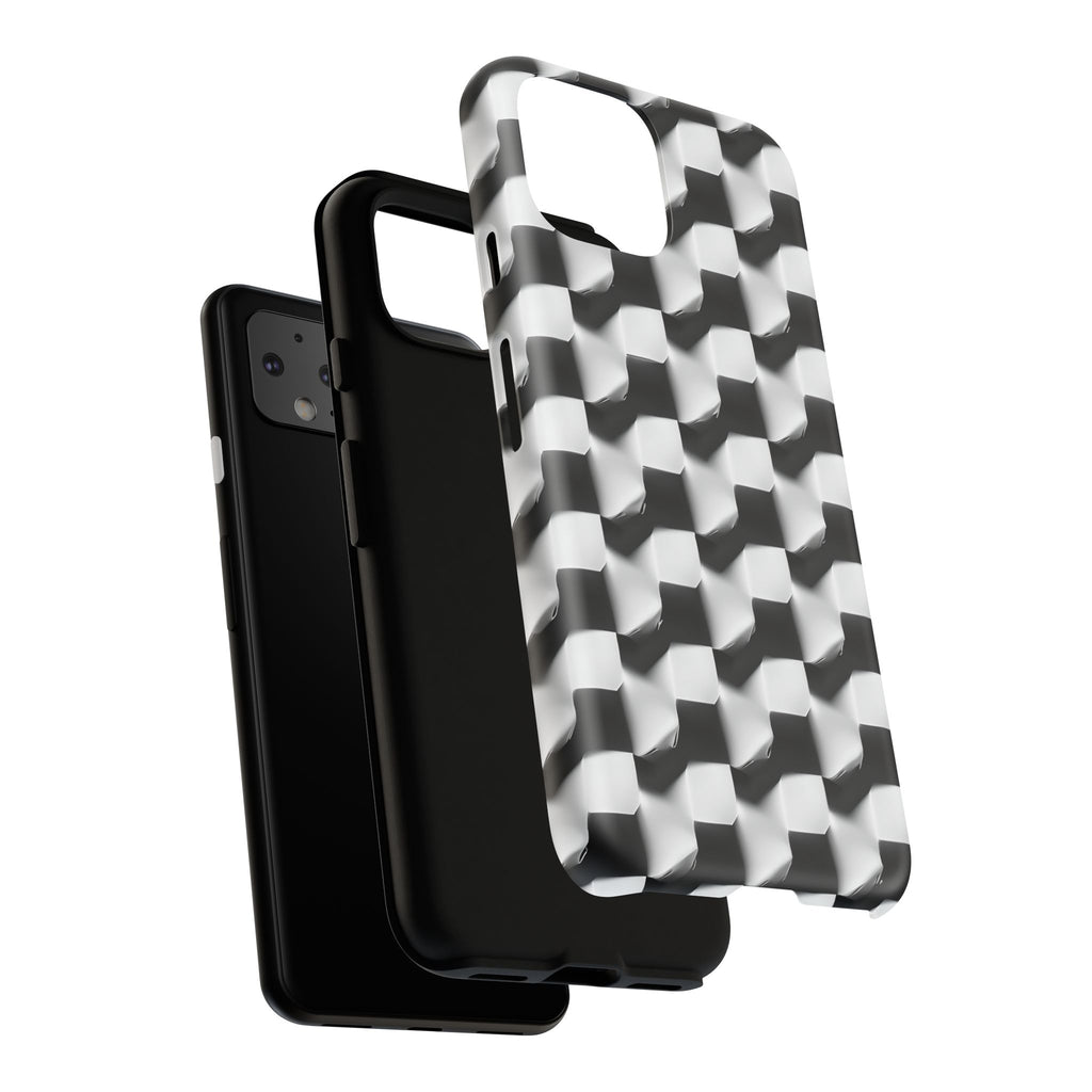 Monochrome Grid Tough Case for Google Pixel 4 - Classic Checkerboard, Black & White, Minimalist Trend