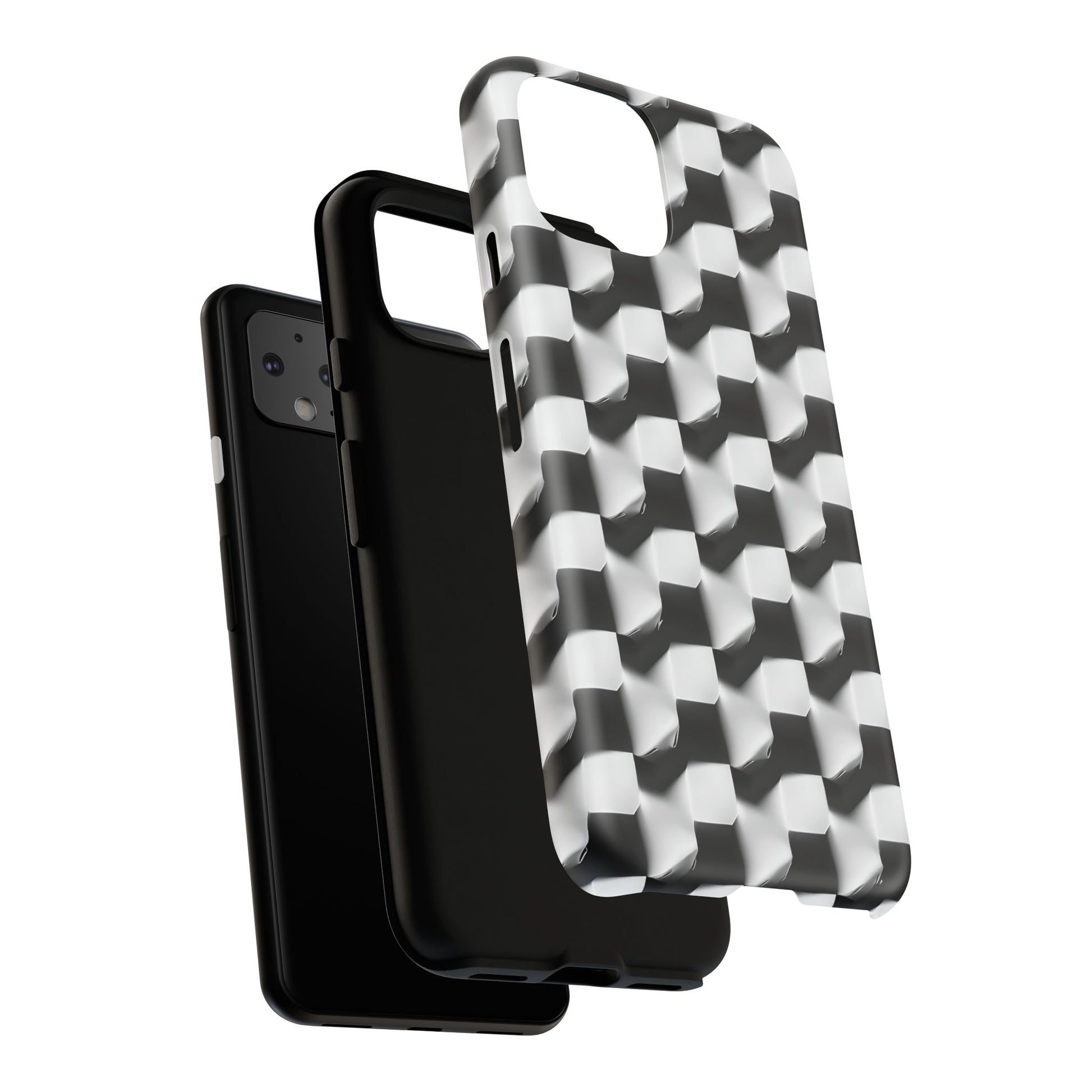 Monochrome Grid Tough Case for Google Pixel 4 - Classic Checkerboard, Black & White, Minimalist Trend