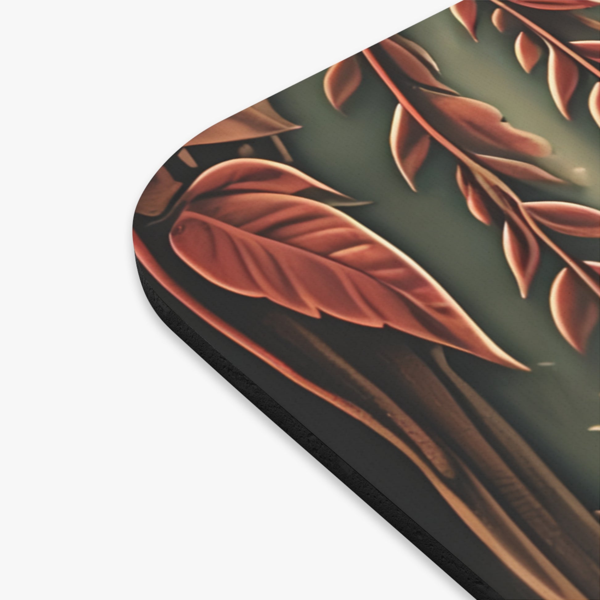 Close-up of Willow Whisper mouse pad showing detailed botanical illustration