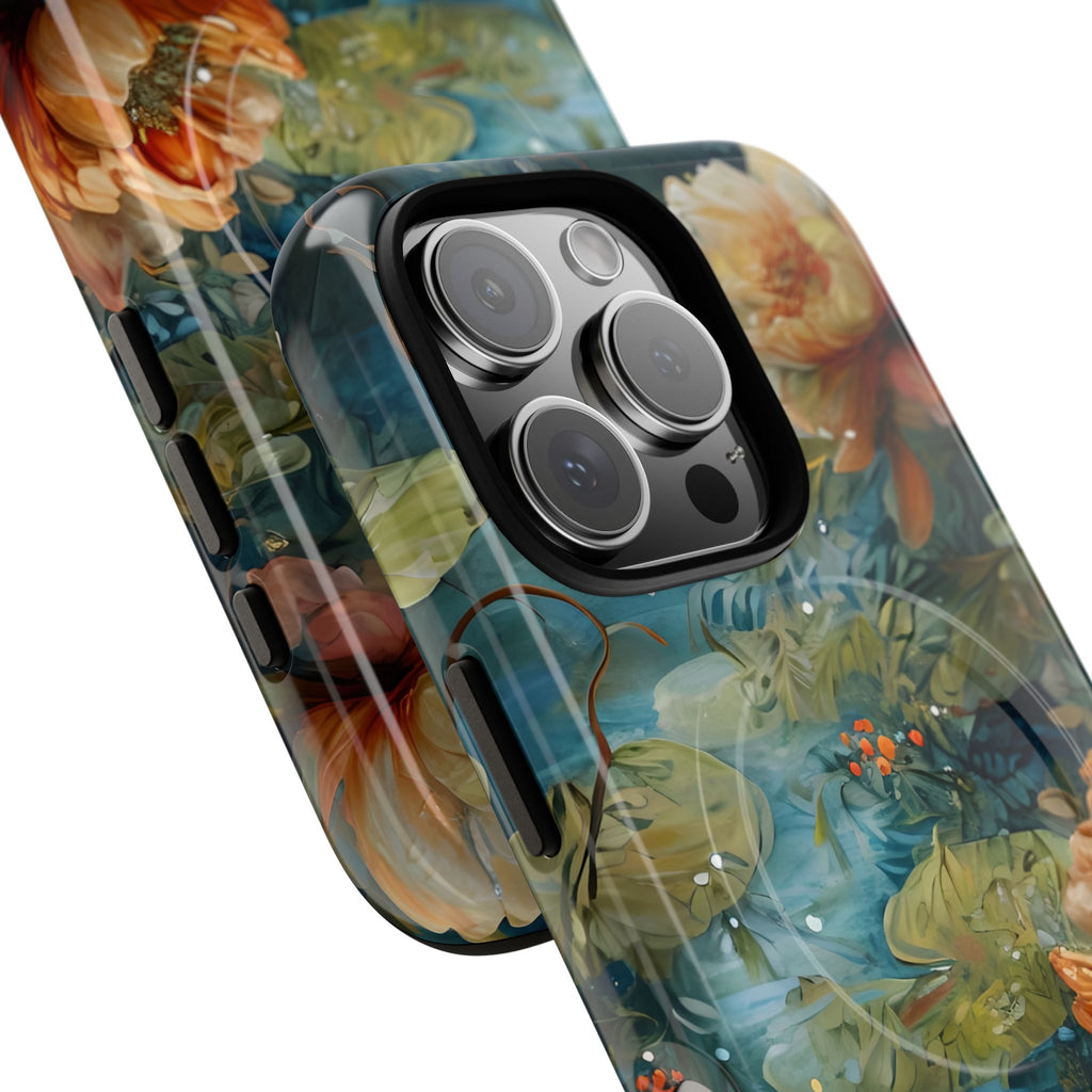 Waterlily Nocturne iPhone 16 Pro Case - Artistic Tough Cover - MagSafe Compatible - Premium Drop Protection