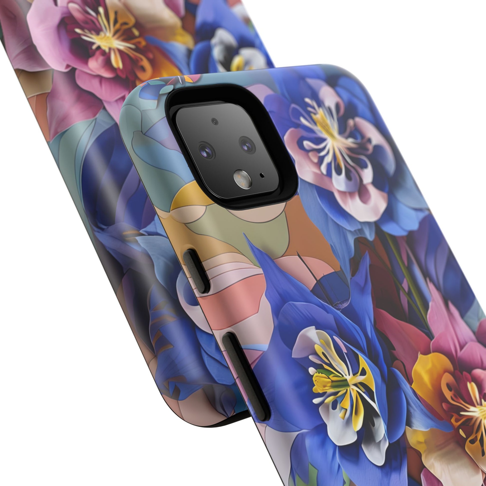 Blue Columbine Carnivale - Artistic Floral & Butterfly Google Pixel 4XL Tough Phone Case - Vibrant Botanical Design