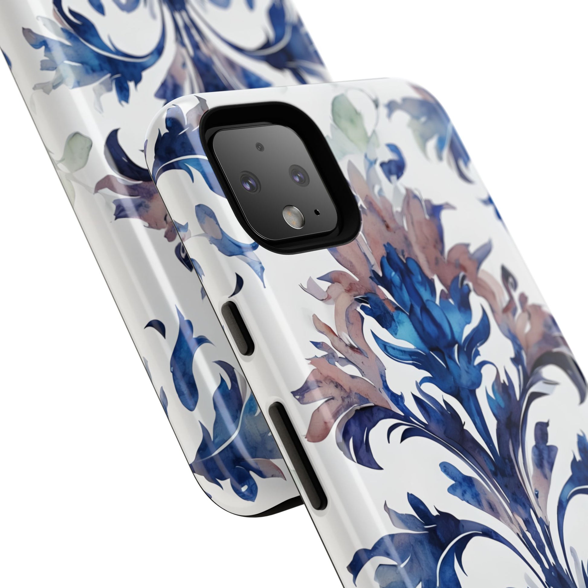 Delft Reverie - Elegant Blue & White Google Pixel 4XL Tough Phone Case - Dutch Delftware-Inspired Floral Design