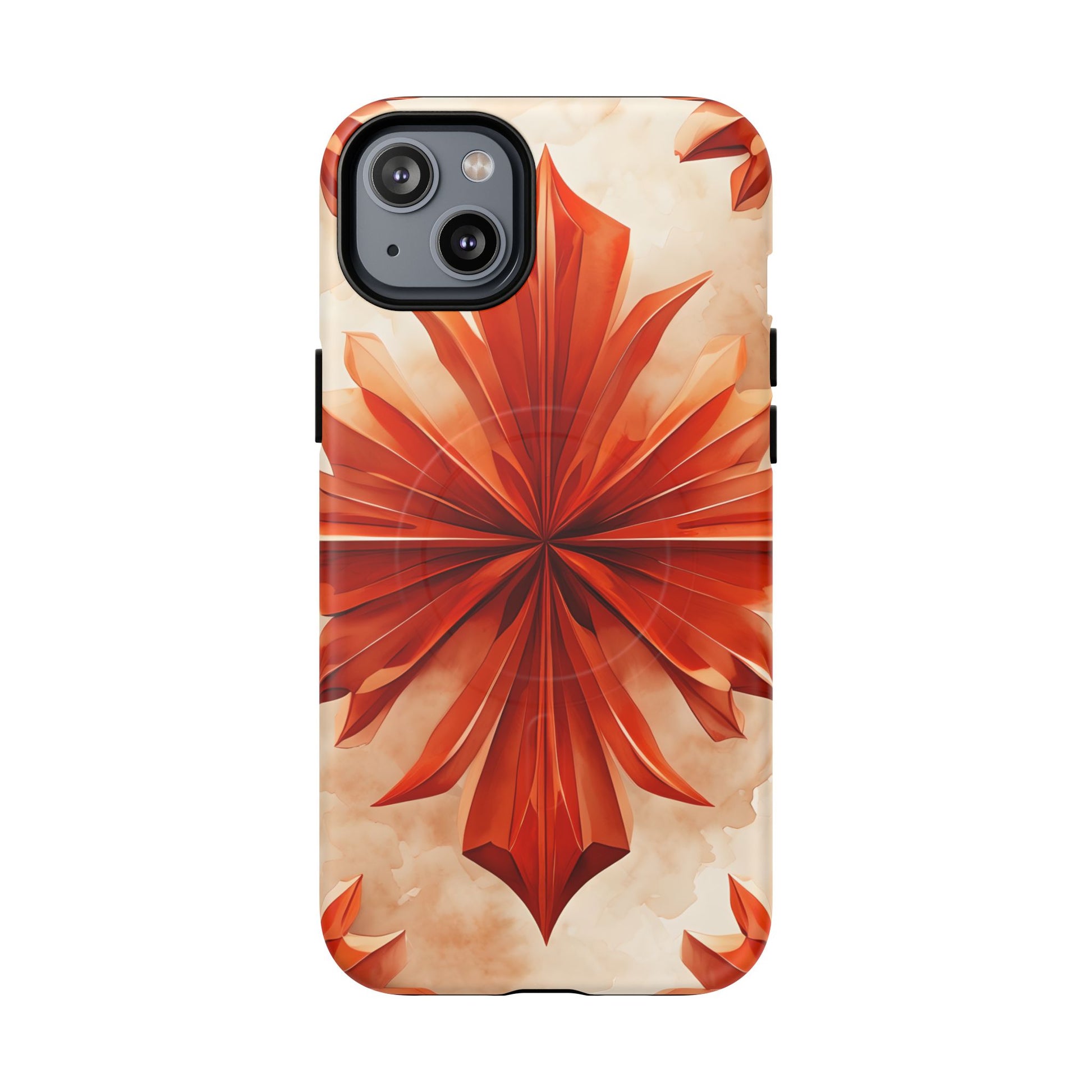 Sunset Fleur iPhone 14 Plus - Kaleidoscope Collection of MagSafe Compatible - Vibrant Sunset Flower Design