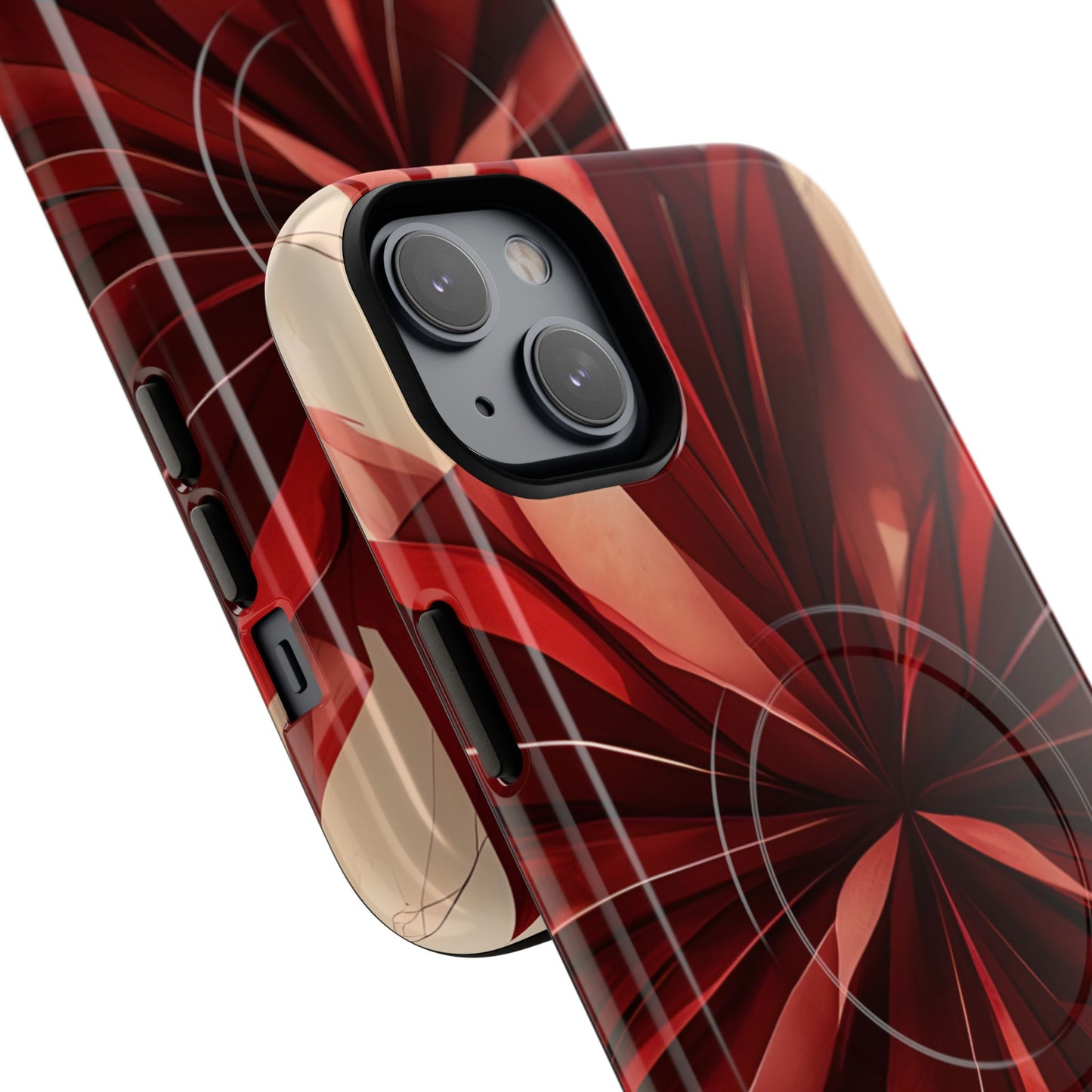 Angled view of Ruby Compass iPhone MagSafe protective phone case