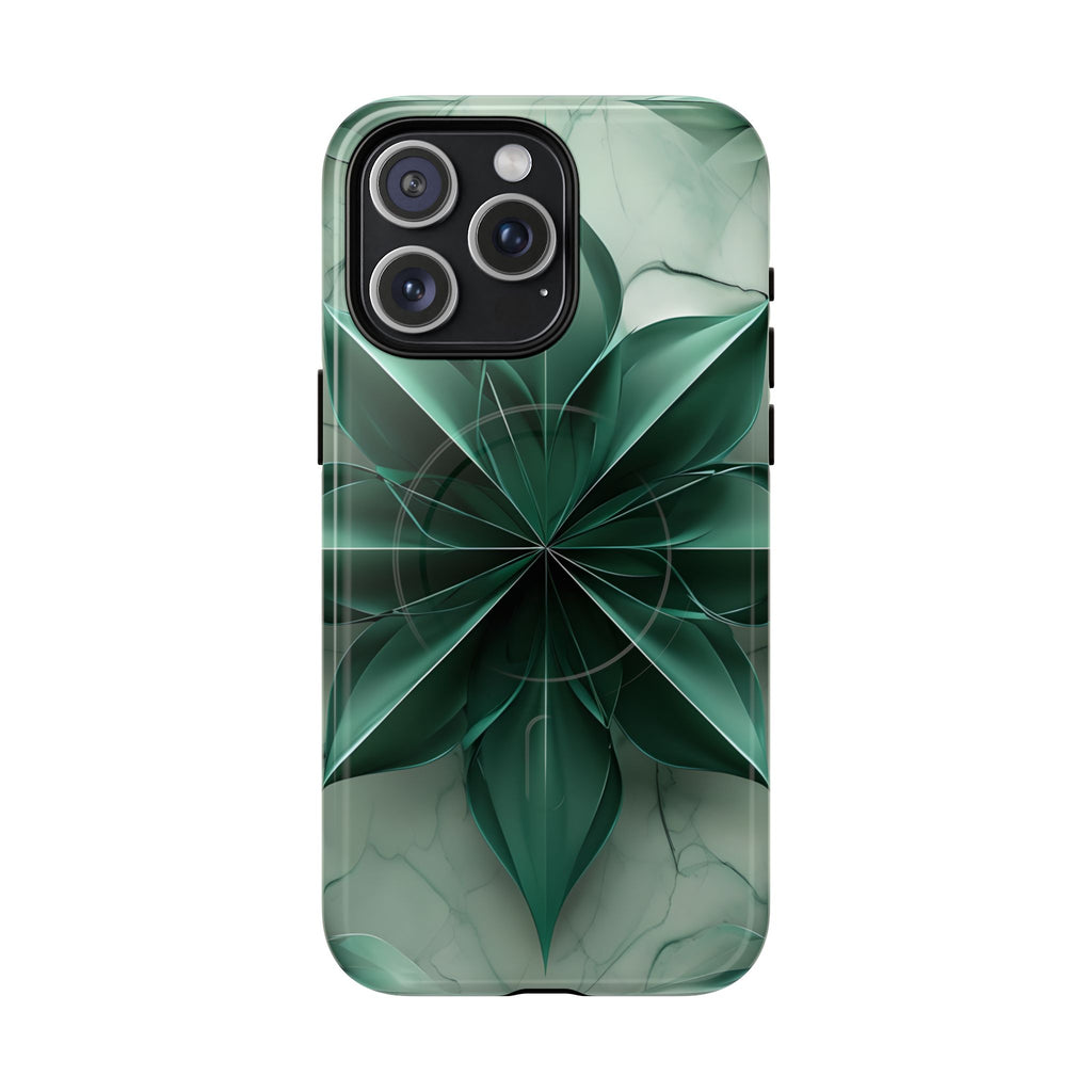 Emerald Bloom - iPhone 15 Pro Max MagSafe Phone Case - Rich Emerald Modern Design