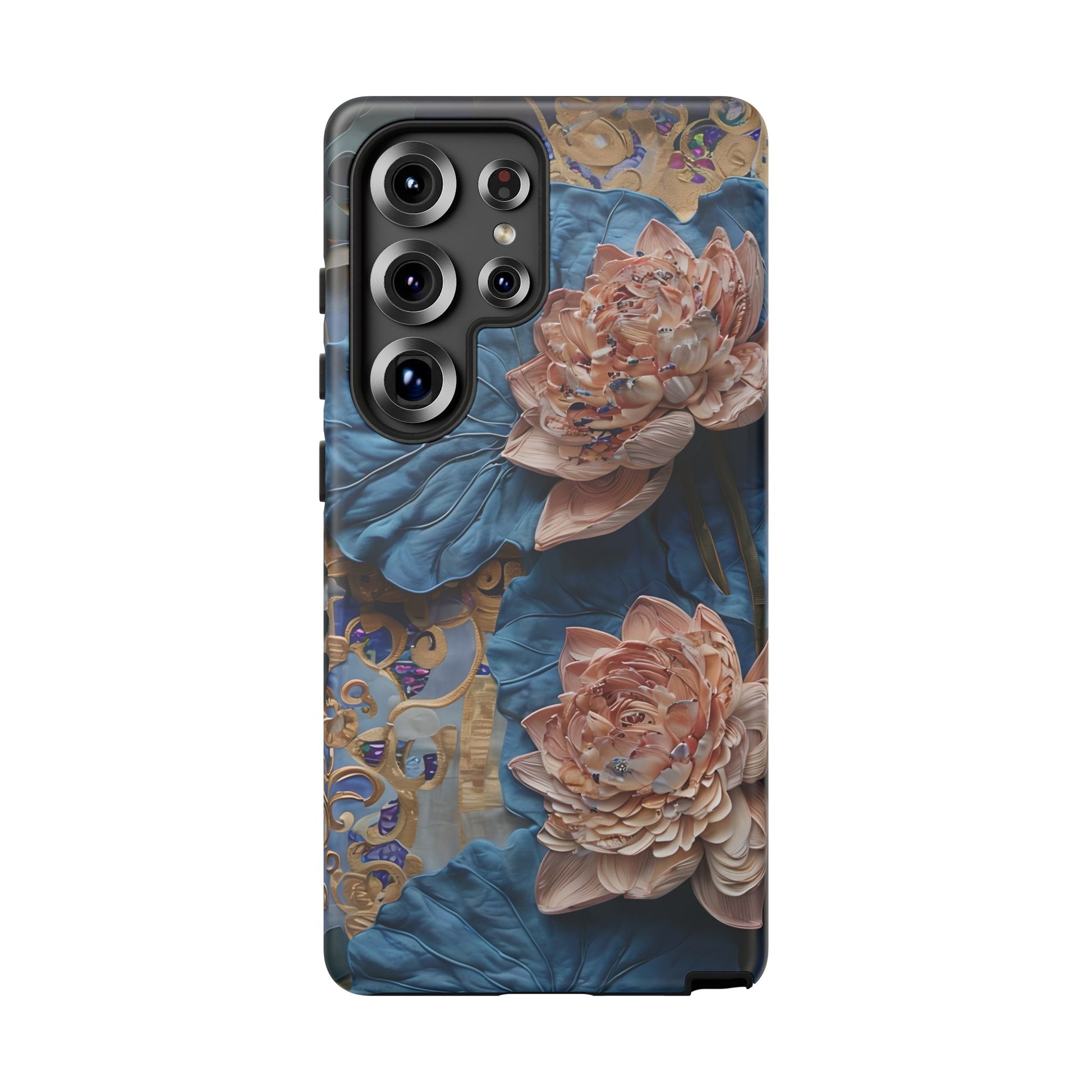 Peony Midnight Tapestry - Samsung Galaxy S25 Ultra - Elegant Blue & Blush Artful Phone Cover