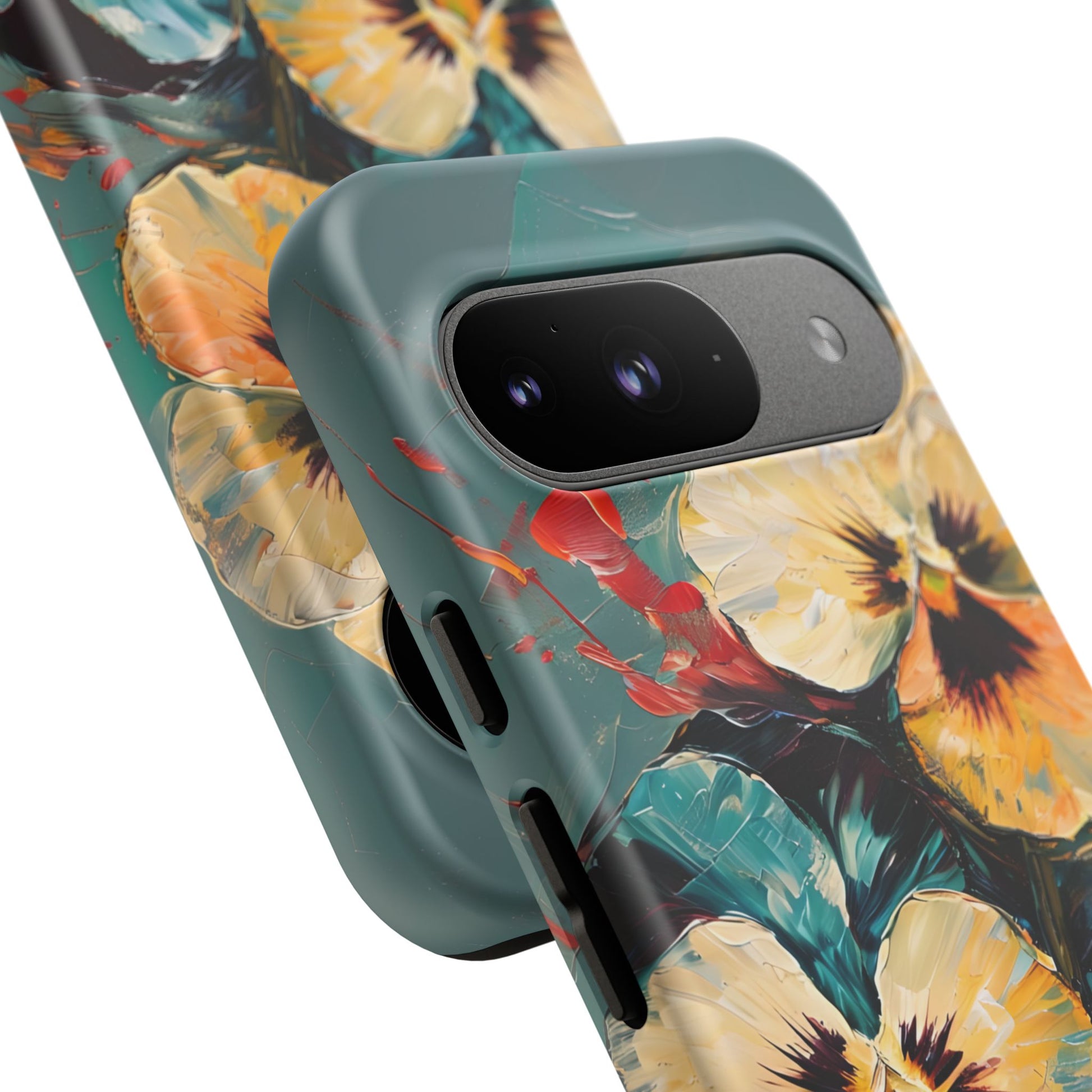 Golden Pansy Cascade Tough Case for Google Pixel 9- Floral Artistic Shockproof Cover, Elegant Protective Phone Case