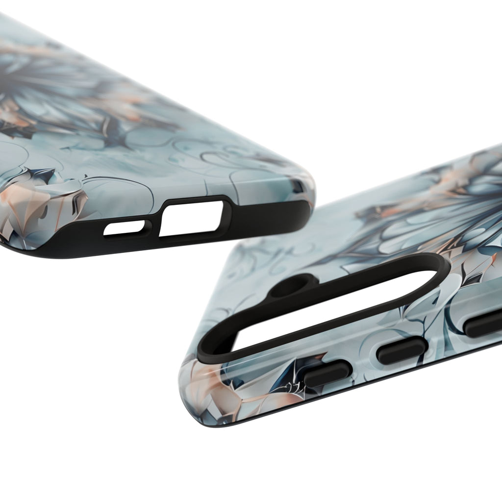 Indigo Mirage - Artistic Kaleidoscope Collection Artistic Floral - Samsung Galaxy S24 Tough Phone Case - Bold Indigo Symmetrical Design