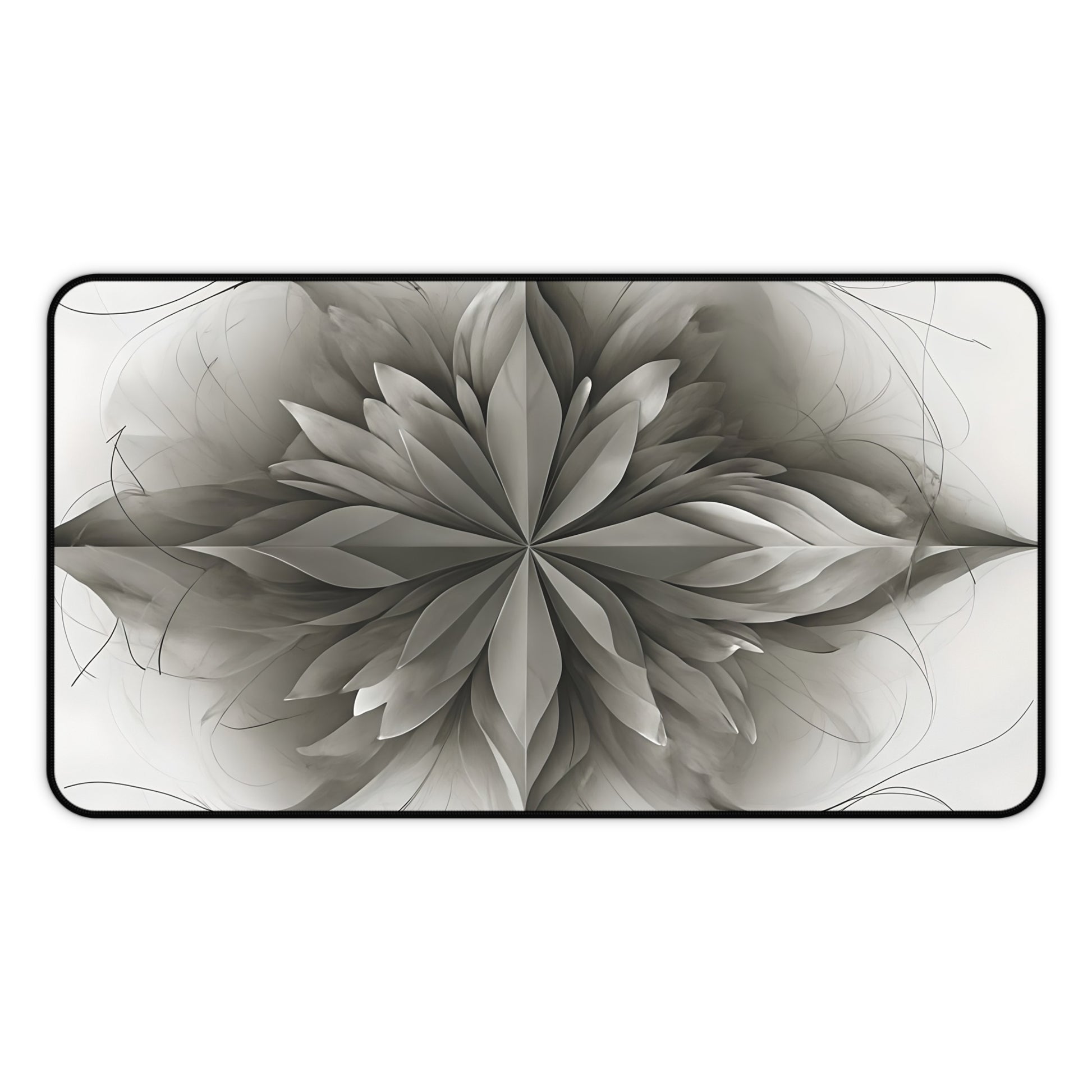 Silver Lotus Desk Mat - Premium Office Desk Pad, 3 Sizes Available, Artistic Workspace Protection