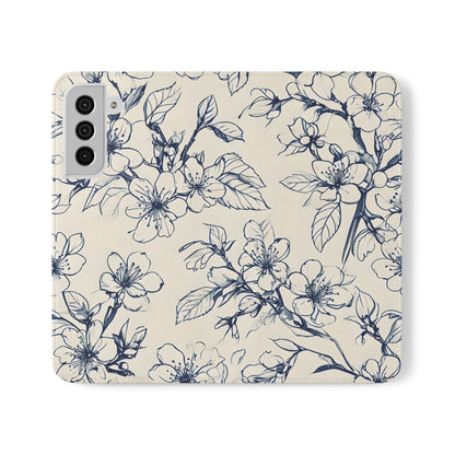 Blossom Sketch - Minimalist Floral Flip Phone Case for Samsung Galaxy