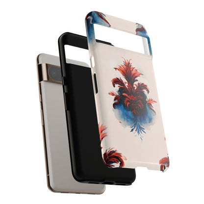 Crimson Plume shockproof dual layer Google Pixel phone case with red, white and blue feather design