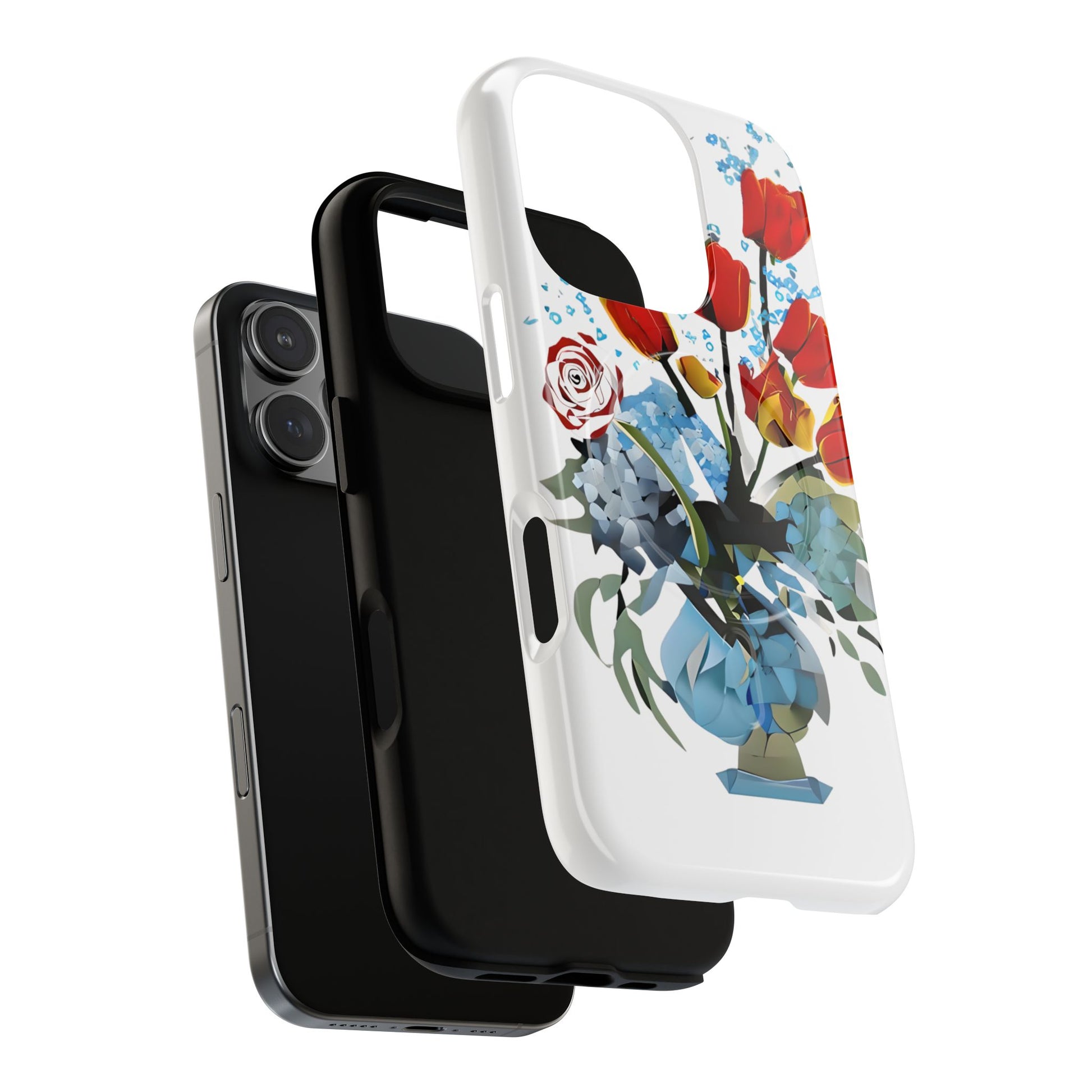 Bouquet Brilliance - Artistic Floral iPhone 16 Pro MagSafe Phone Case - Vibrant Tulip, Rose & Hydrangea Design