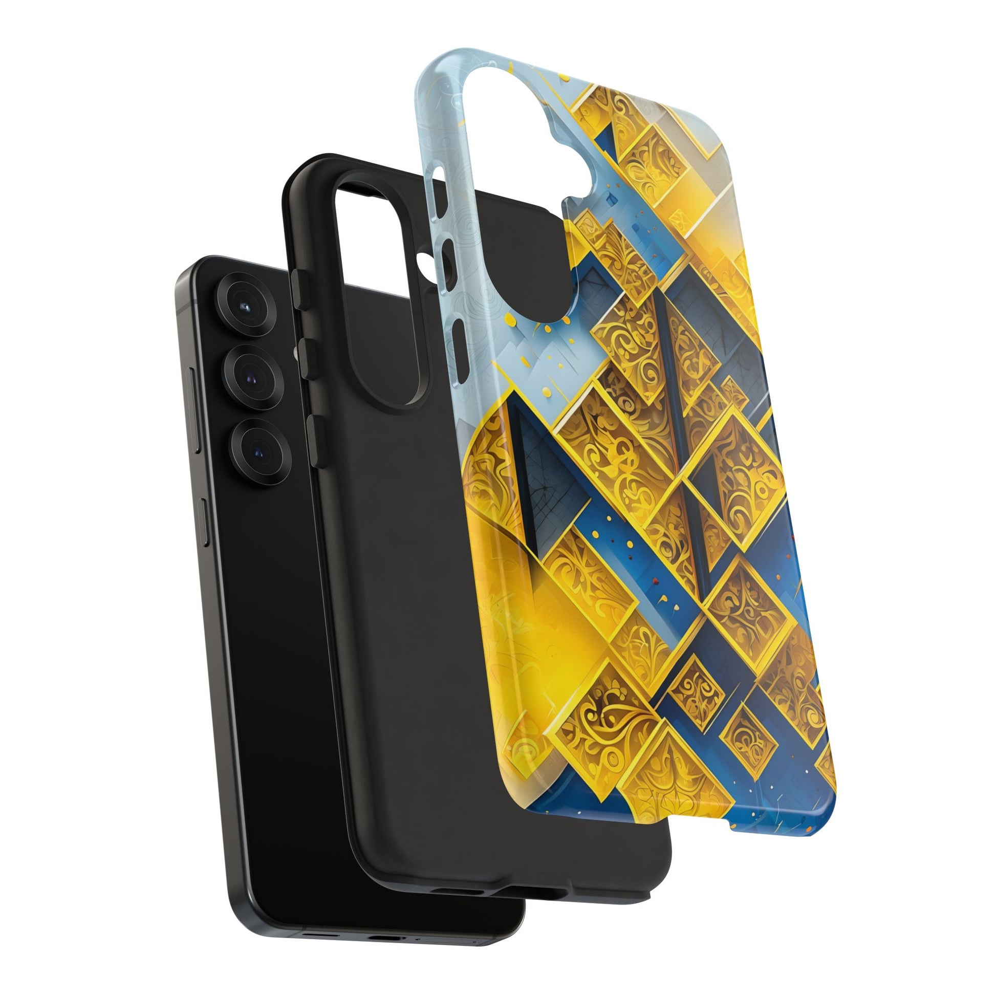 Golden Ascent Luxe Geometric Samsung Galaxy S25 Tough Case - Elegant Abstract Gold Design