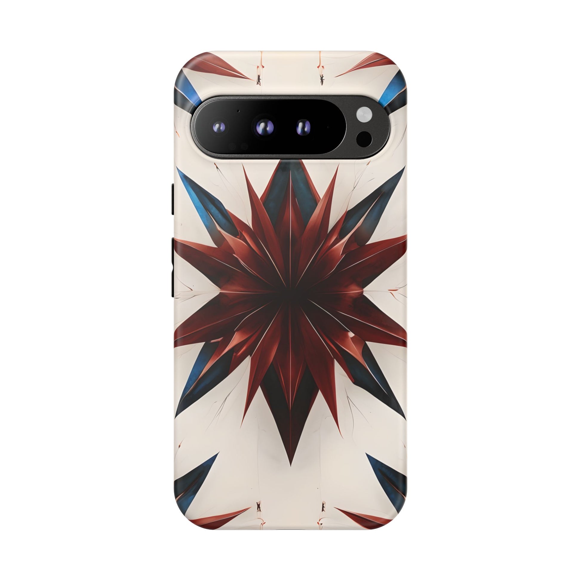 Garnet Starburst - Kaleidoscope Collection Gemstone Floral - Google Pixel 9 Pro XL Tough Phone Case - Floral Burst Design