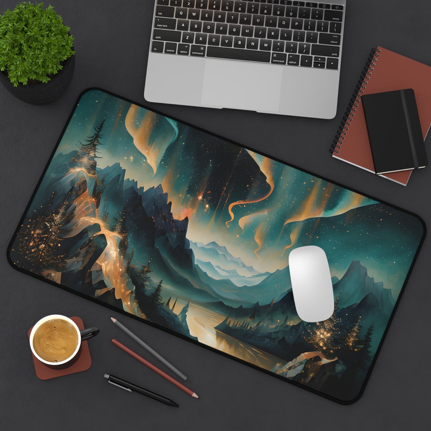 Aurora Dreamscape Designer Desk Mat - Premium Office Desk Pad, 3 Sizes Available, Artistic Workspace Protection