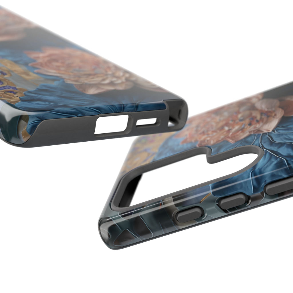 Peony Midnight Tapestry - Samsung Galaxy S25 Ultra - Elegant Blue & Blush Artful Phone Cover