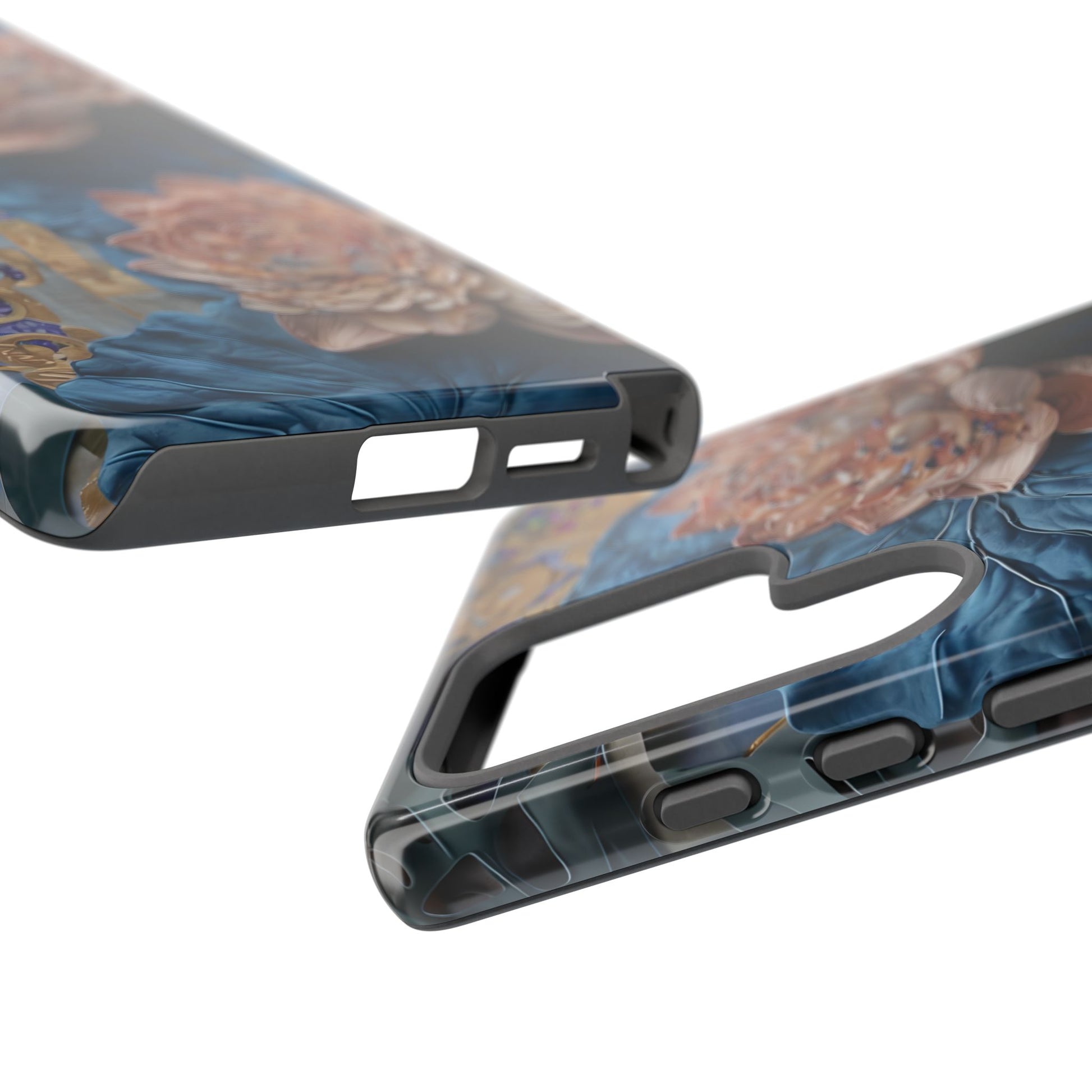 Peony Midnight Tapestry - Samsung Galaxy S25 Ultra - Elegant Blue & Blush Artful Phone Cover