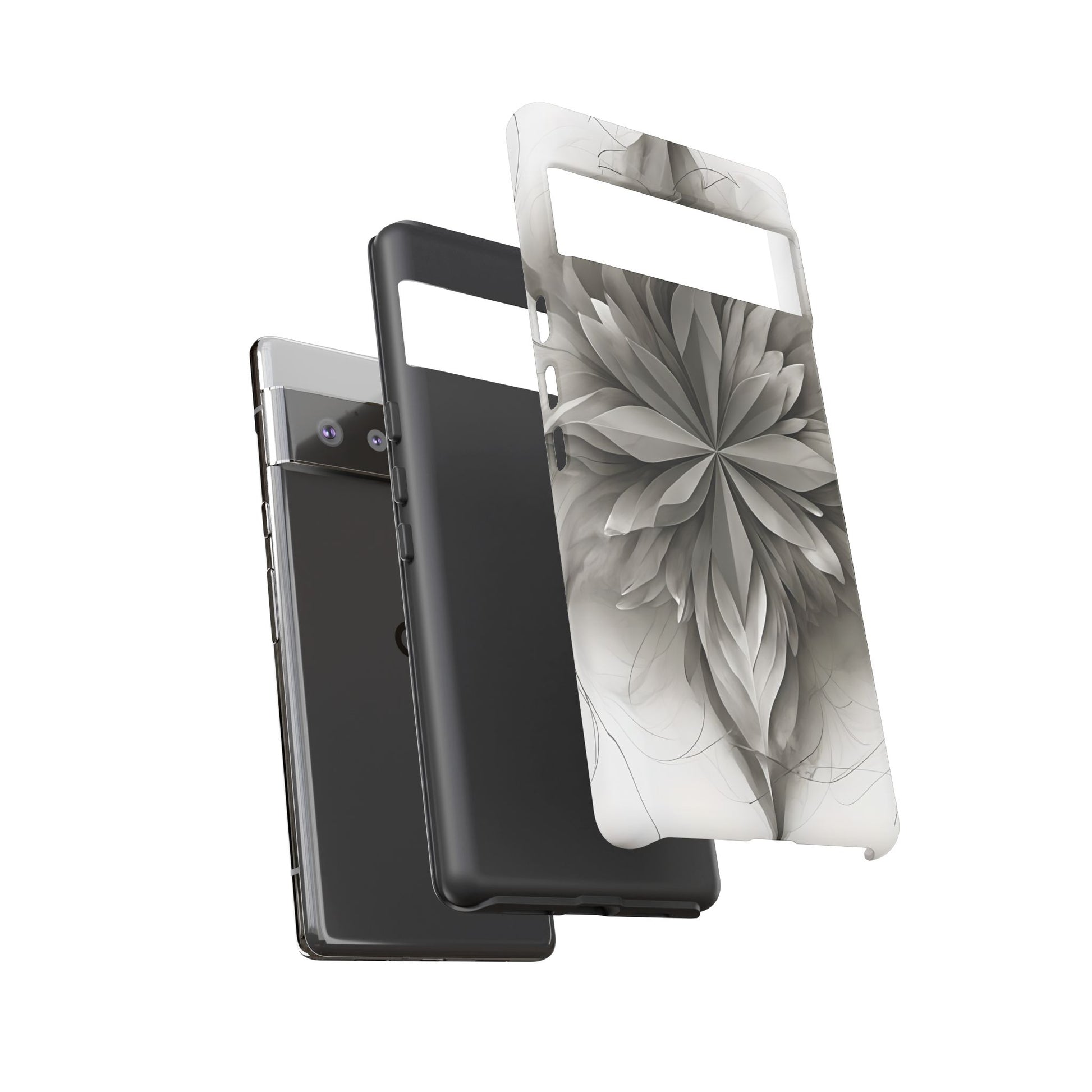 Silver Lotus - Elegant Monochrome Floral Google Pixel 6 Pro Tough Phone Case - Modern Lotus Design