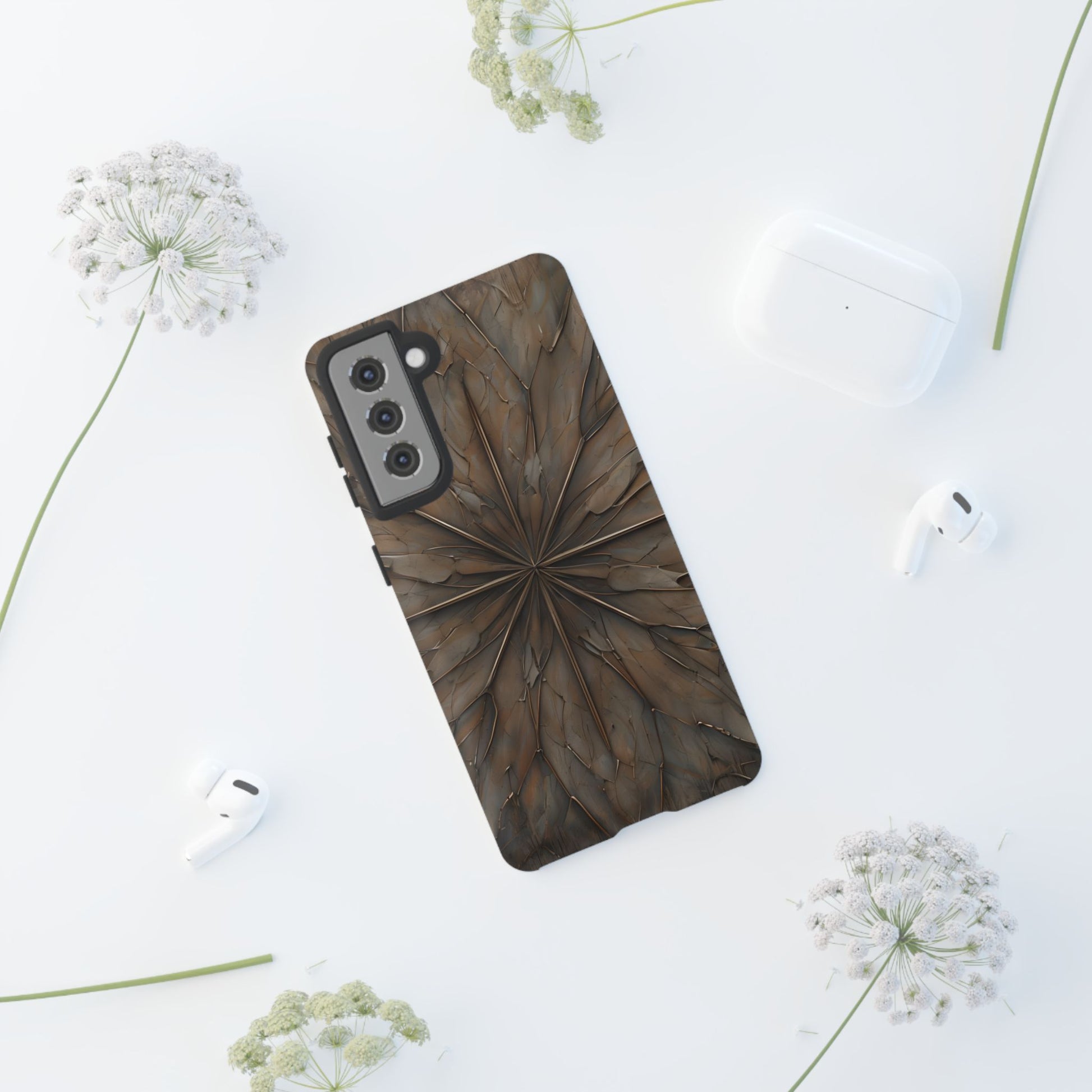 Earthstone Mandala - Kaleidoscope Collection Artistic Taupe Burst - Samsung Galaxy S21 Tough Phone Case
