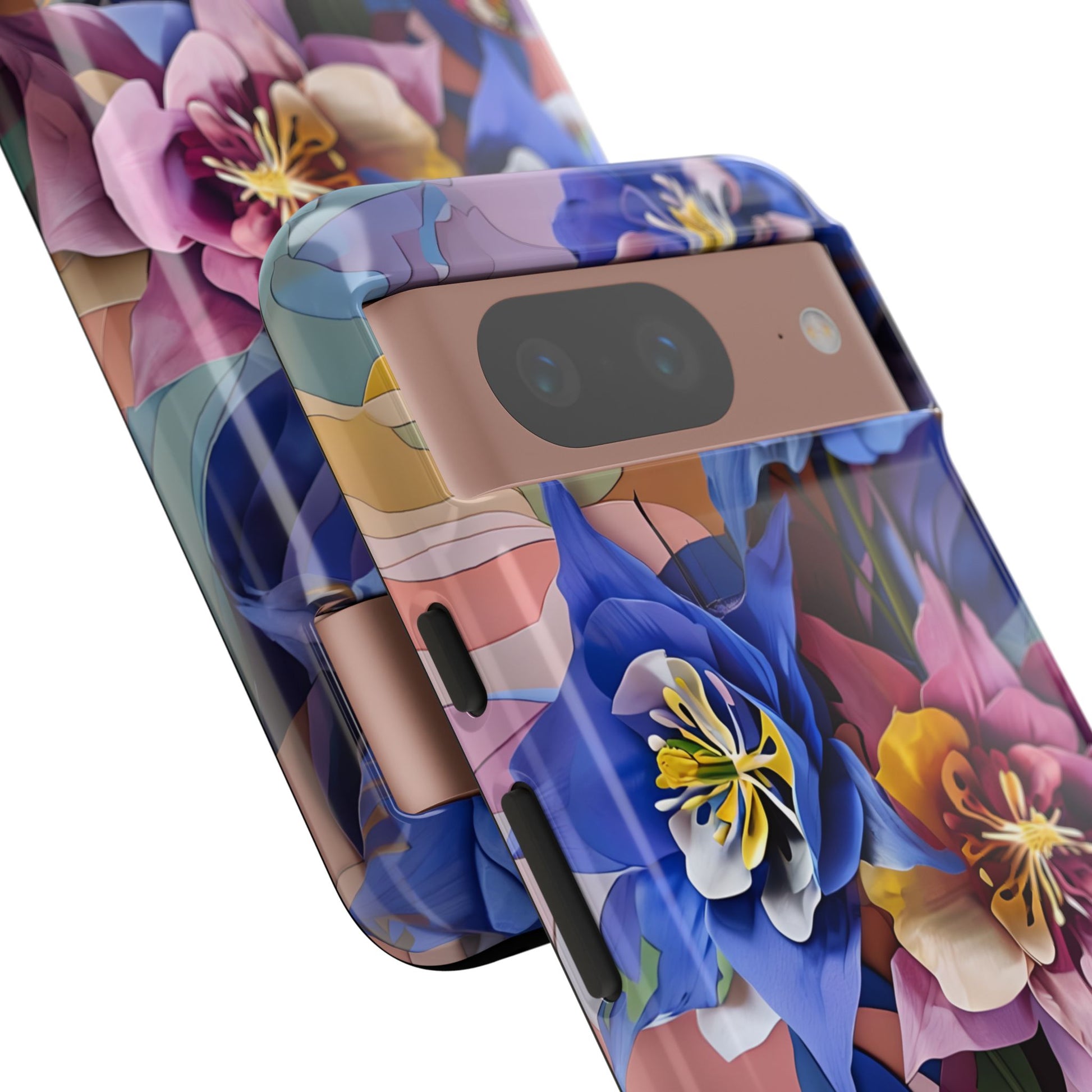 Blue Columbine Carnivale - Artistic Floral & Butterfly Google Pixel 8 Tough Phone Case - Vibrant Botanical Design