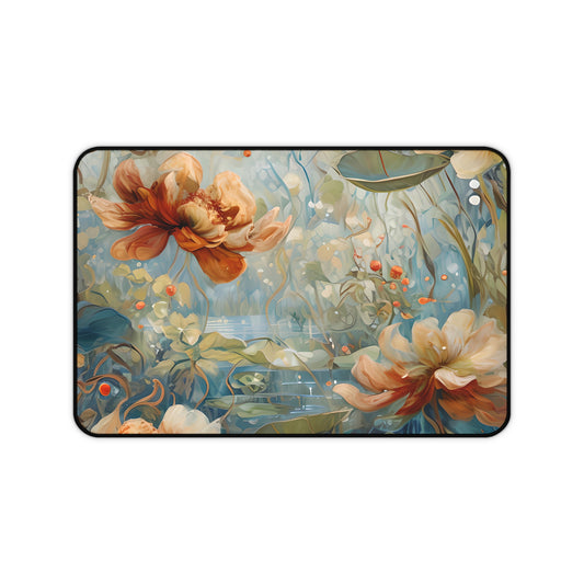 Waterlily Dreamscape Designer Desk Mat - Premium Office Desk Pad, 3 Sizes Available, Artistic Workspace Protection