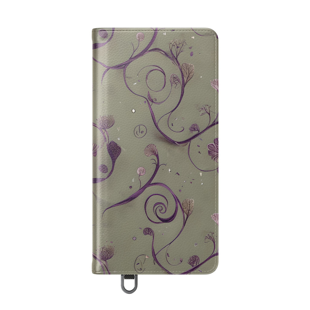 Twilight Thistle Bloom Wallet Phone Case - Elegant Purple Floral Vine Flip Cover for Samsung Galaxy S25 Ultra