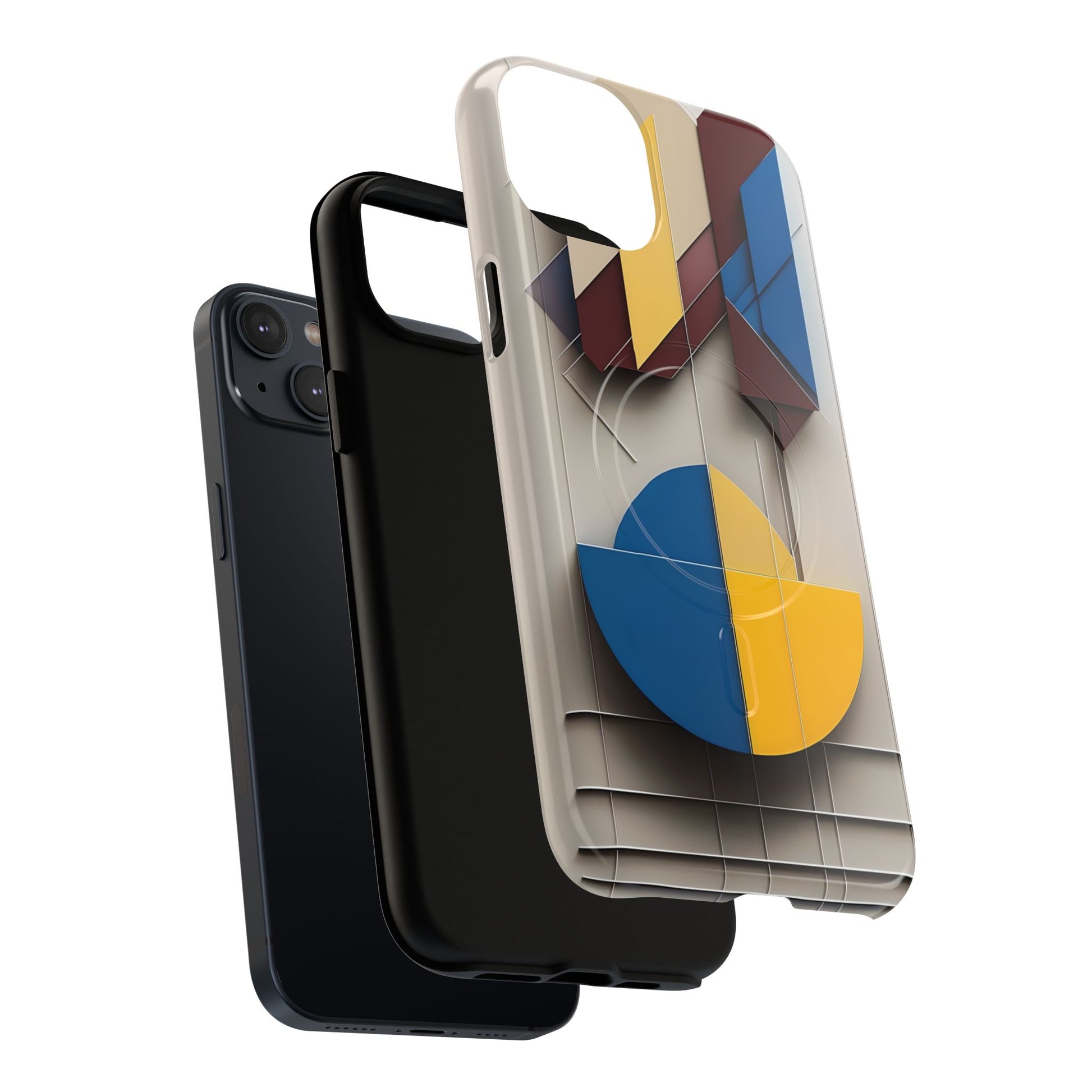 Chromatic Construct iPhone 14 Plus MagSafe Phone Case -Modern Geometrical Design, Primary Colors