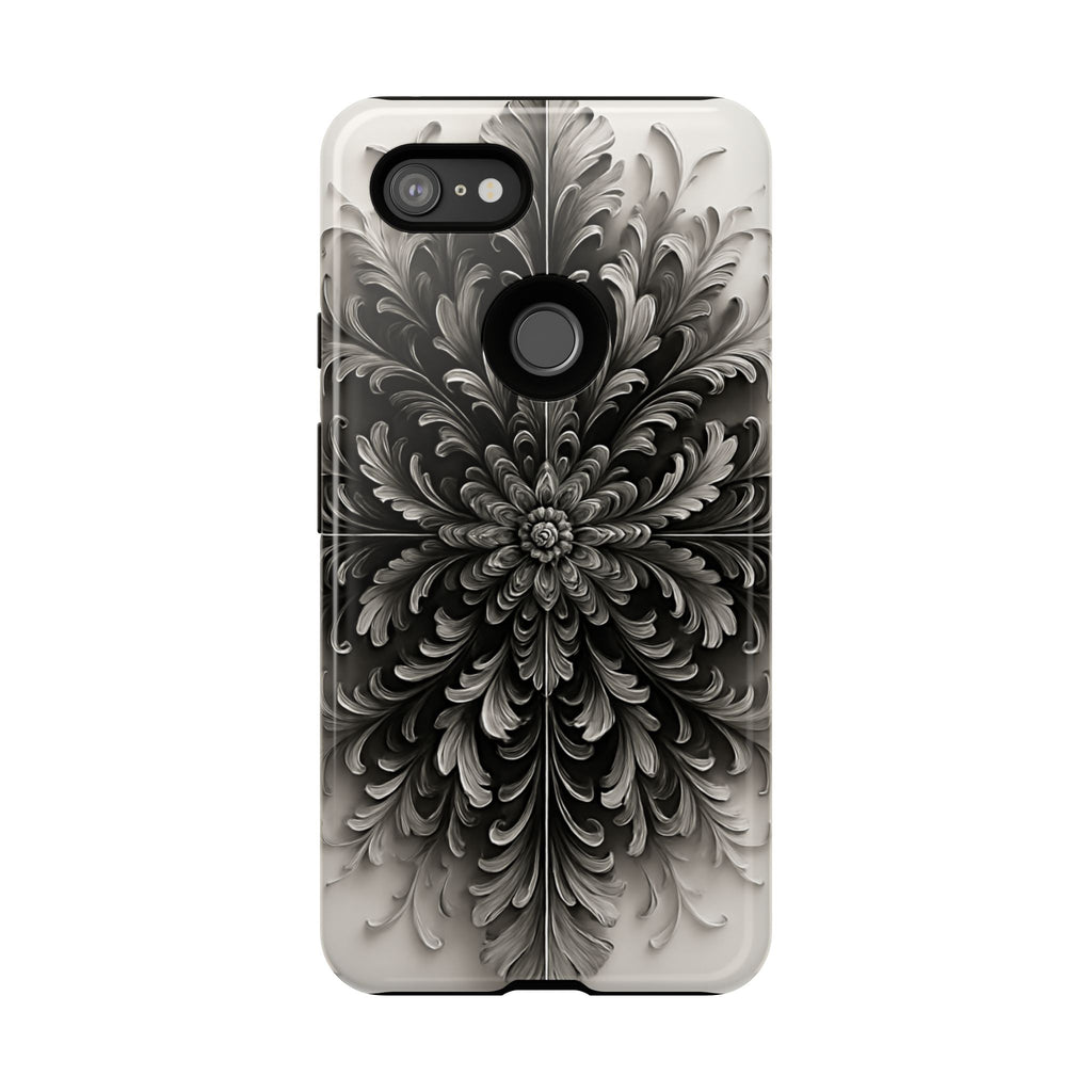 Obsidian Bloom - Elegant Black & White Google Pixel 3XL Phone Case - Intricate Mandala Flower Design
