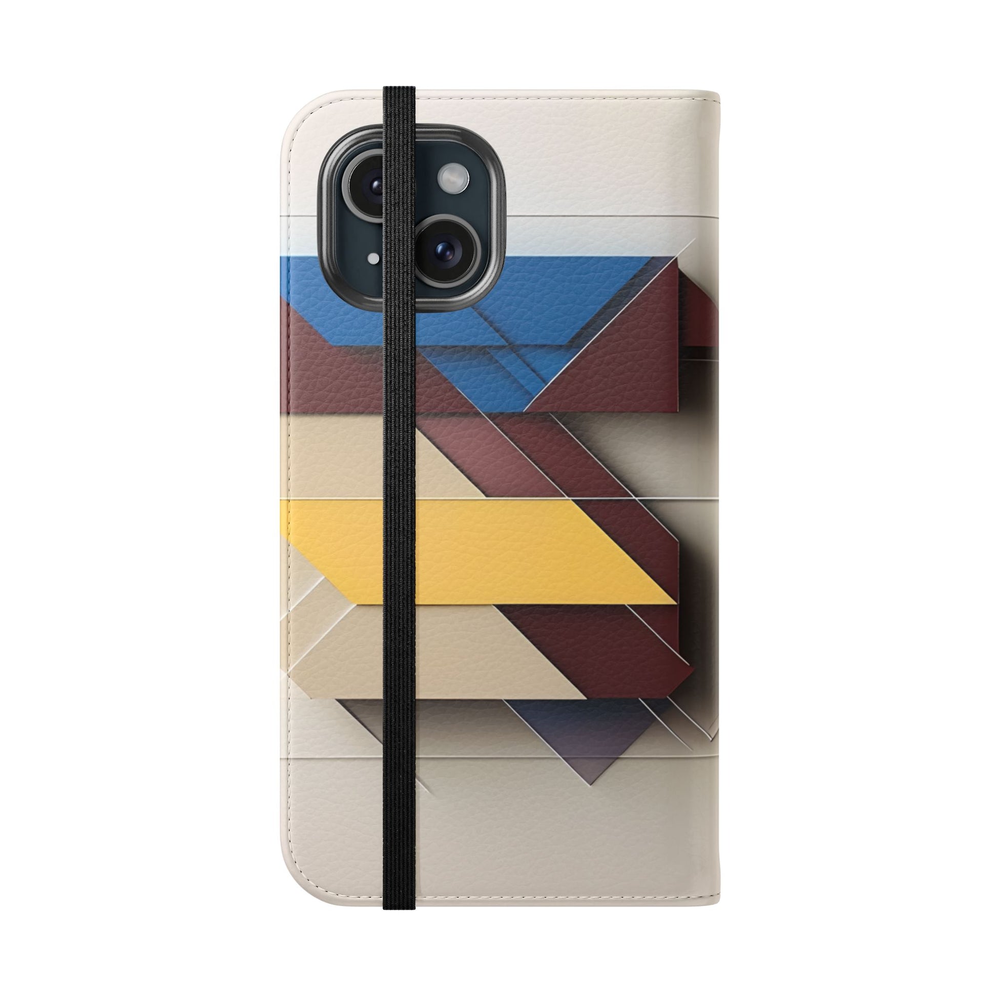 Chromatic Construct Wallet Phone Case - Modern Primary Color Design - Flip Cover for iPhone 15