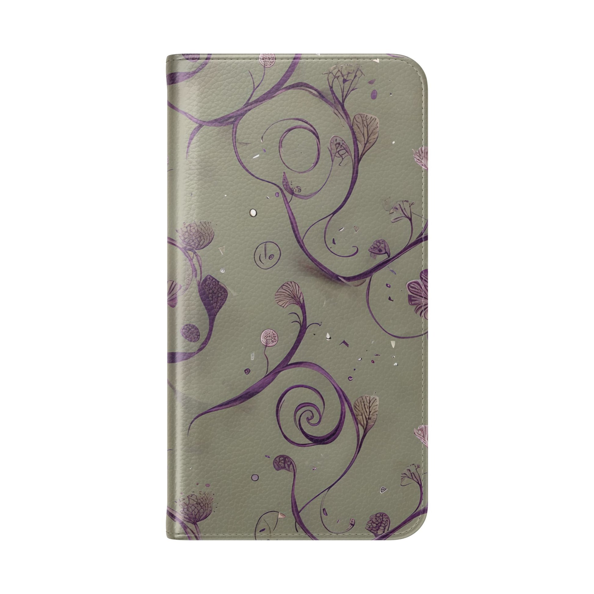 Twilight Thistle Bloom Wallet Phone Case - Elegant Purple Floral Vine Flip Cover for Samsung Galaxy S23 Plus