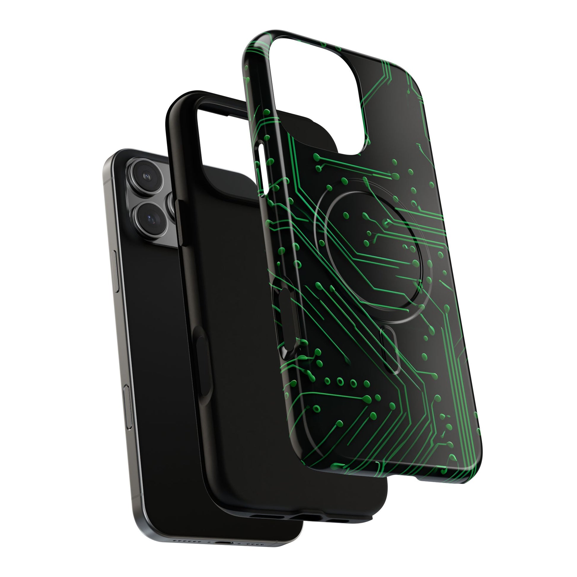 Green Circuit Grid iPhone 16 Pro Max MagSafe Compatible case- Tech-Inspired Shockproof Cover