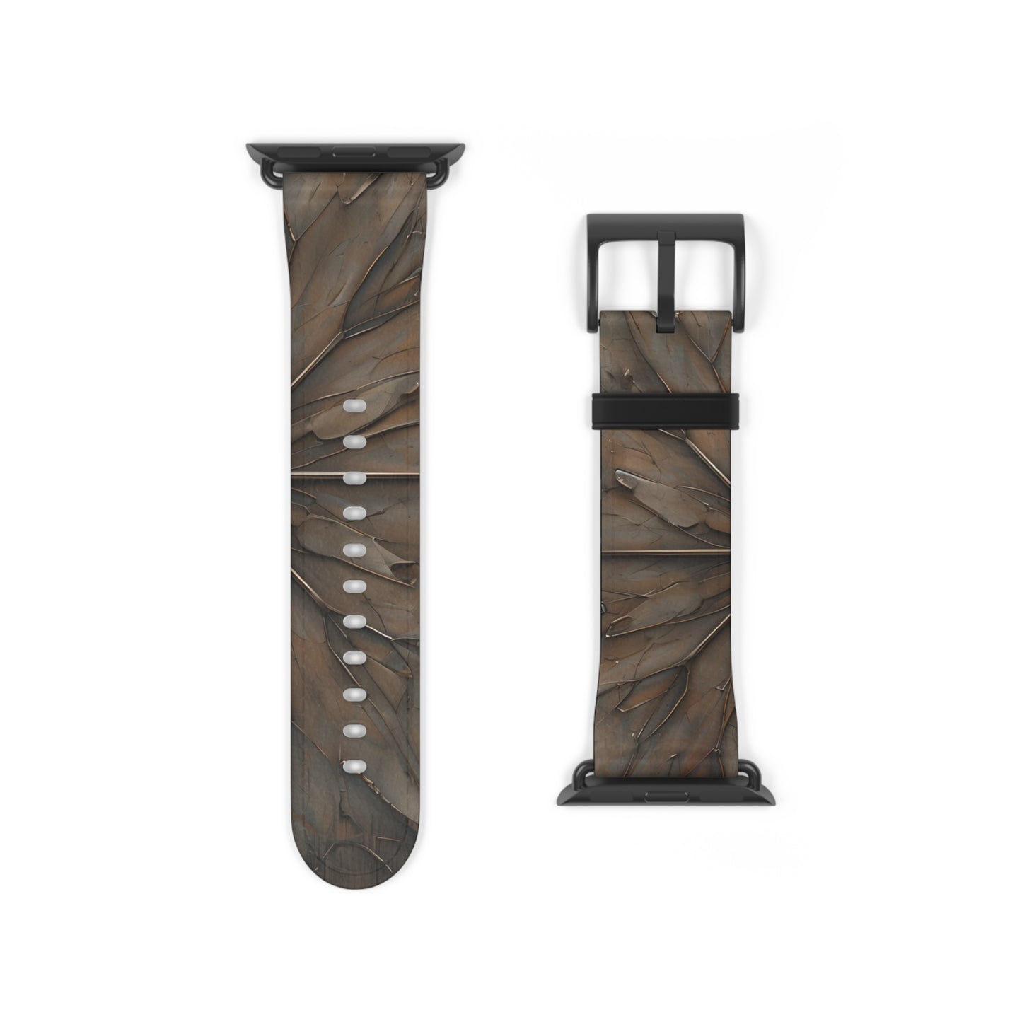 Earthstone Mandala Apple Watch band strap with black clasp displaying geometric mandala pattern in warm stone colors
