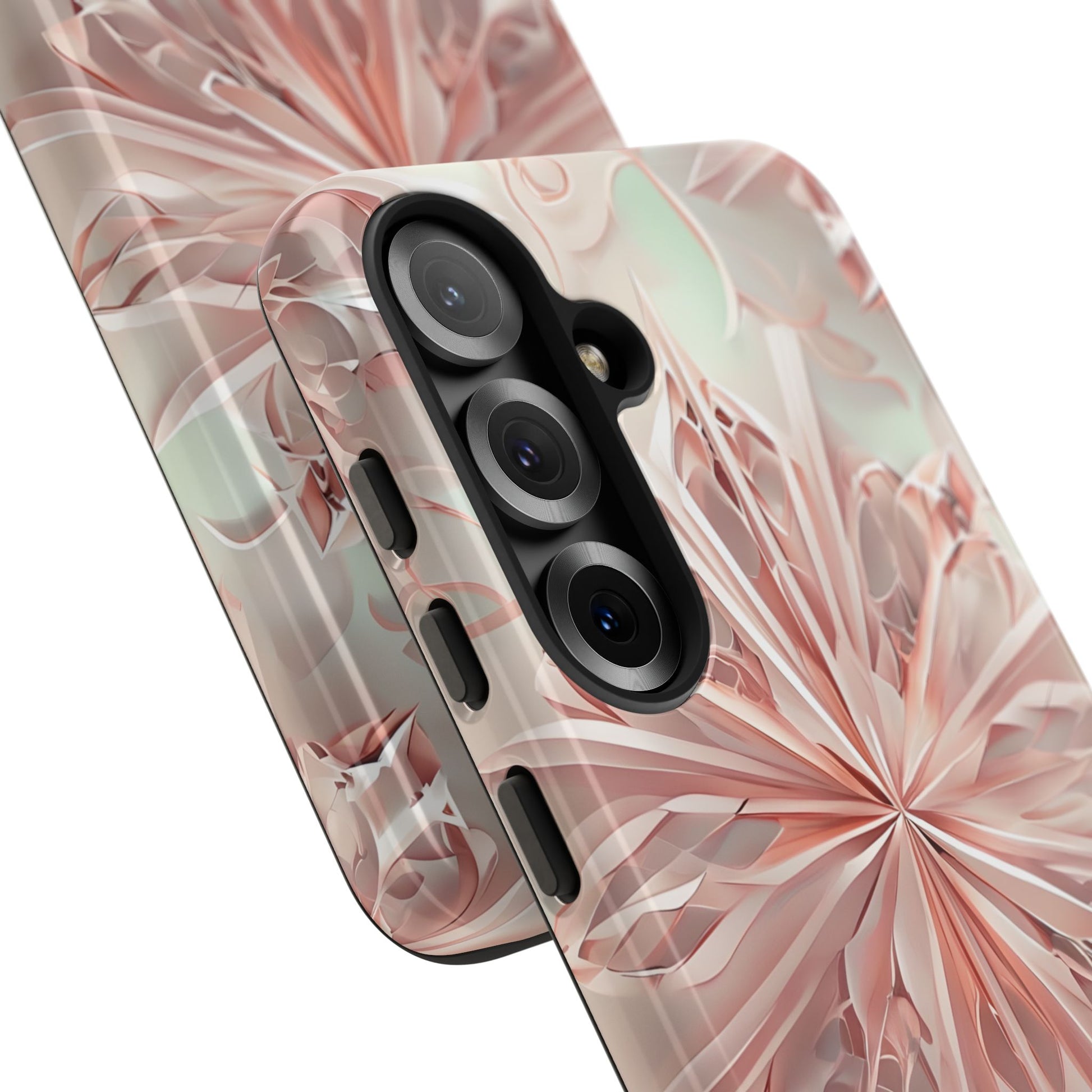 Blush Frost from our Kaleidoscope Collection - Samsung Galaxy S25 tough case - Soft Pink Geometric Floral Design