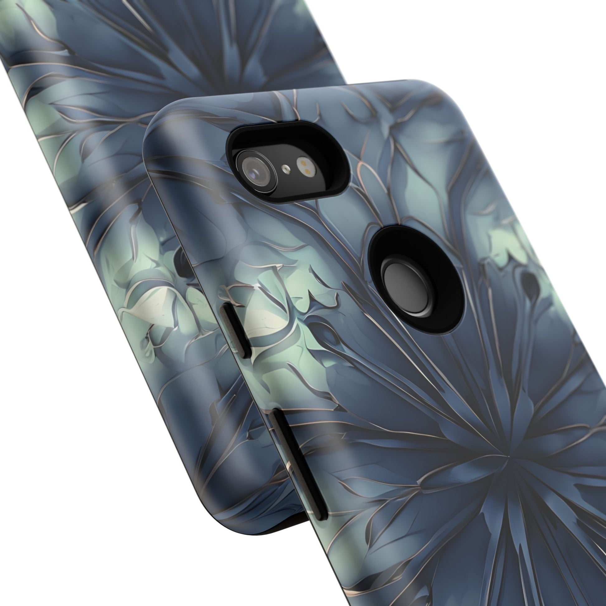 Indigo Mosaic - Artistic Kaleidoscope Collection Artistic Floral - Google Pixel 3XL Tough Phone Case - Bold Blue Symmetrical Design