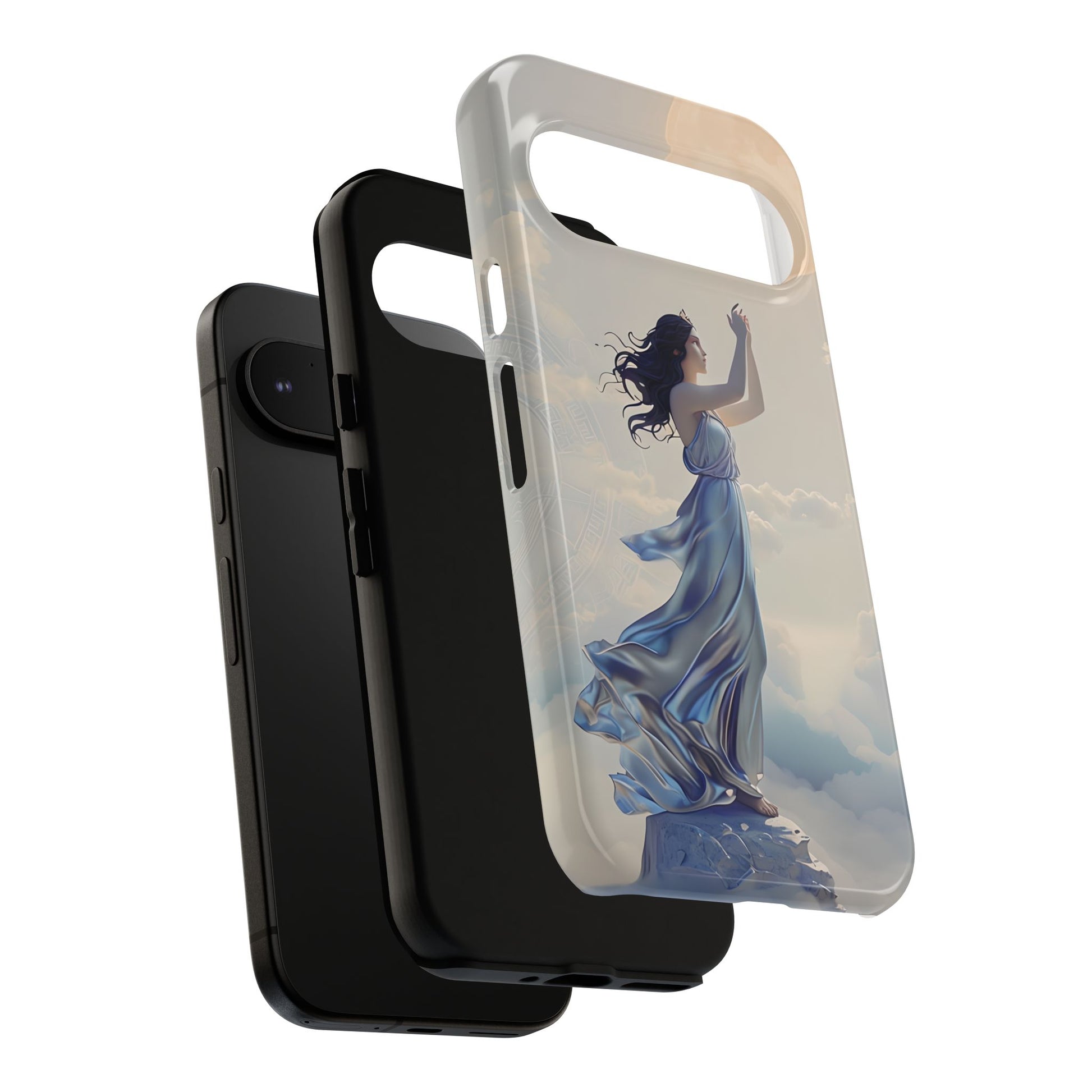 Moonlit Ascend - Ethereal Celestial Art Google Pixel 9 Tough Phone Case - Dreamy Night Sky & Floating Woman Design