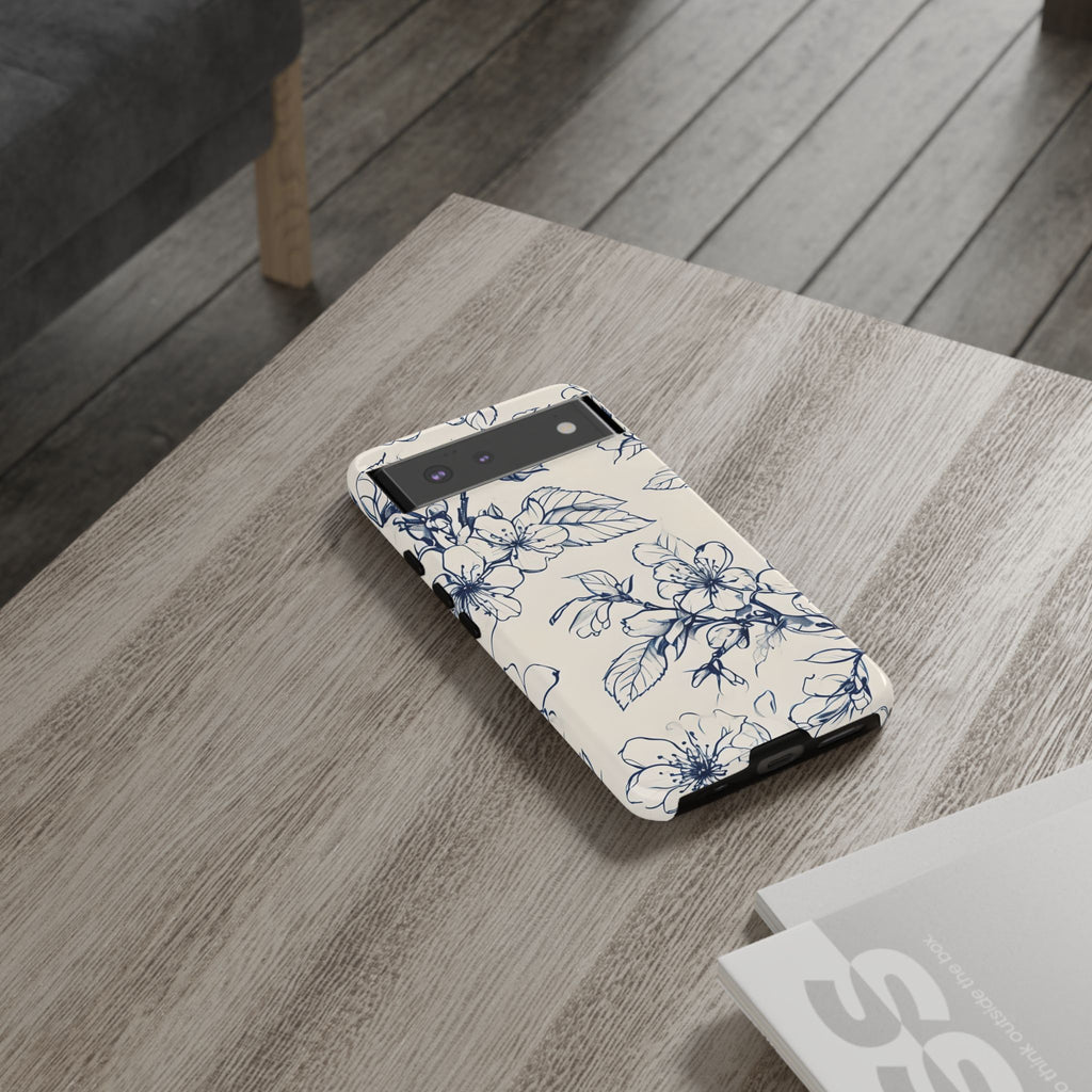 Blossom Sketch - Artistic Blue Floral Google Pixel 6 - Tough Phone Case - Hand-Drawn Botanical Design