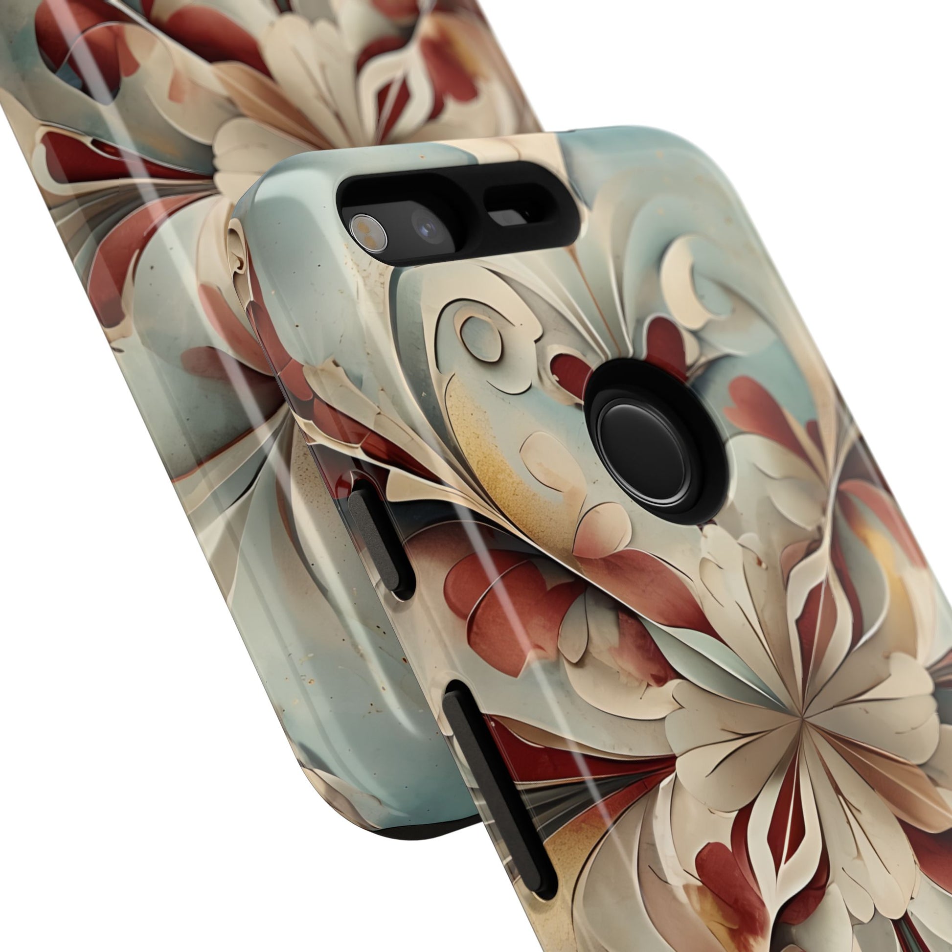 Vintage Baroque Blossom - Ornate Floral Art Google Pixel Tough Phone Case - Elegant Baroque-Inspired Design
