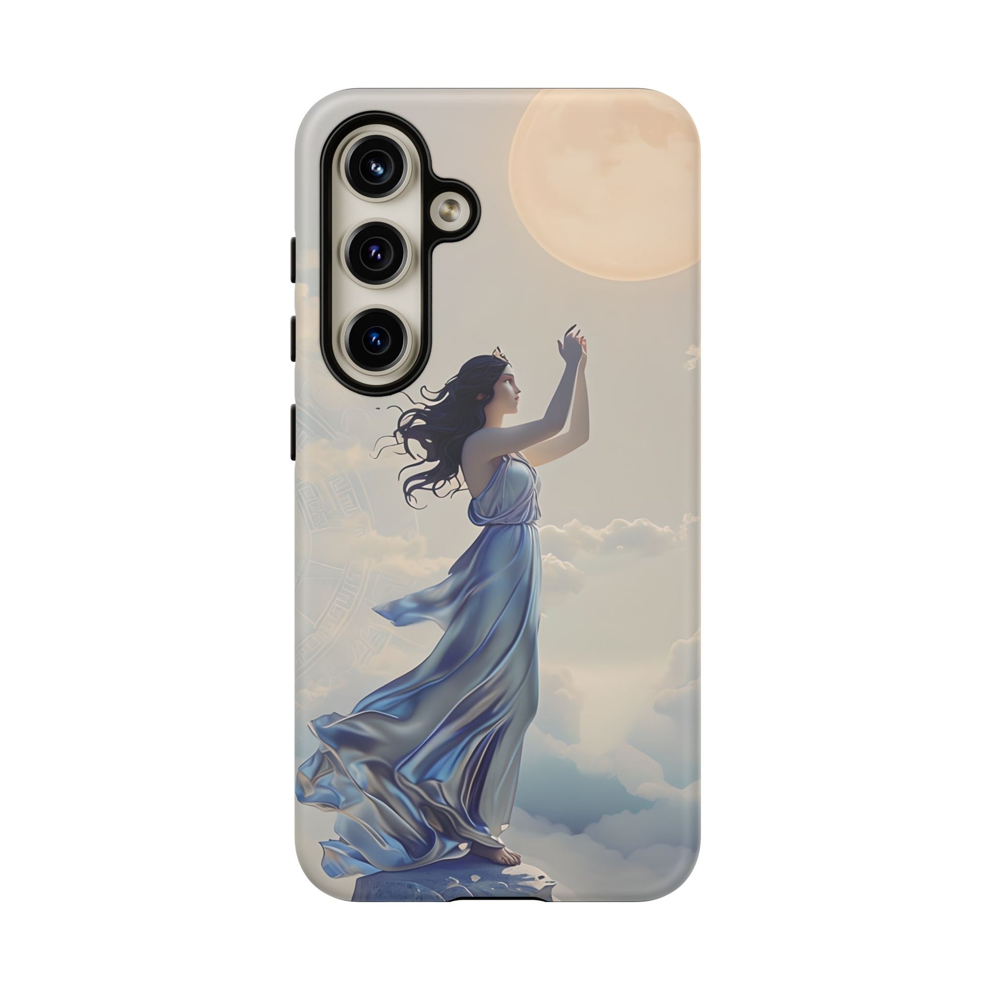 Moonlit Ascend - Ethereal Celestial Art Samsung Galaxy S24 Tough Phone Case - Dreamy Night Sky & Floating Woman Design