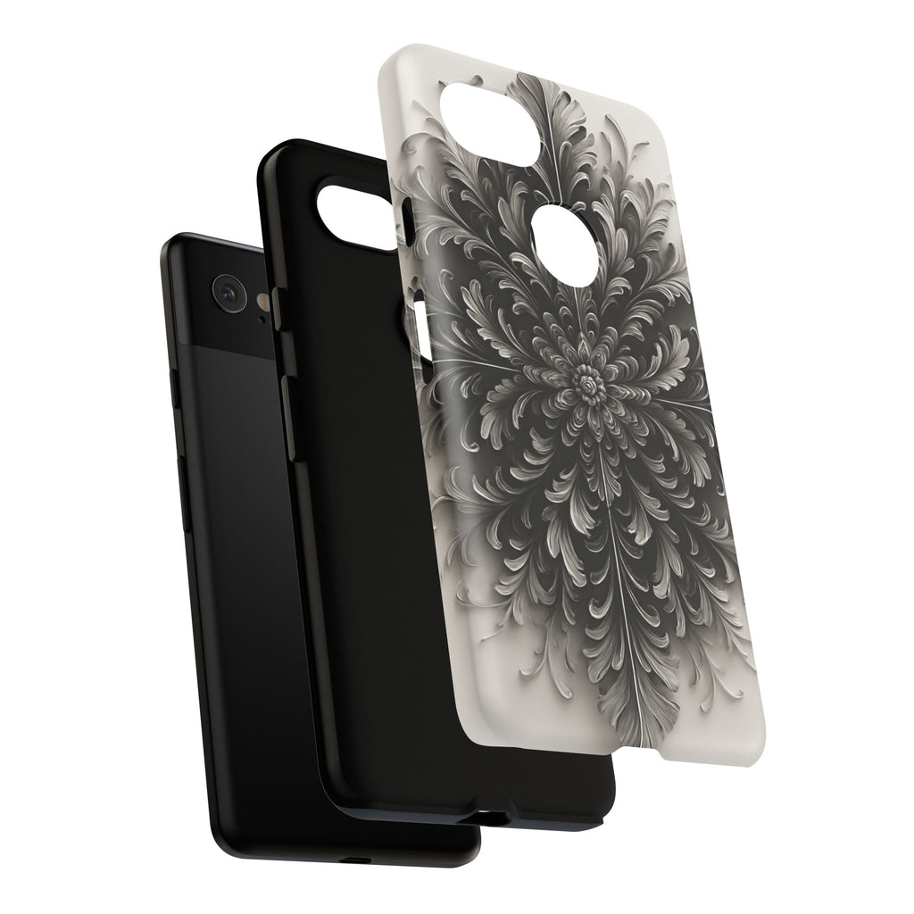 Obsidian Bloom - Elegant Black & White Google Pixel 2XL Phone Case - Intricate Mandala Flower Design