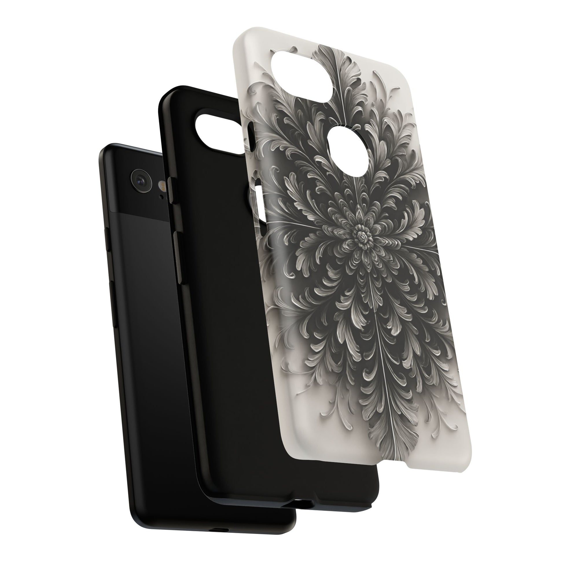 Obsidian Bloom - Elegant Black & White Google Pixel 2XL Phone Case - Intricate Mandala Flower Design